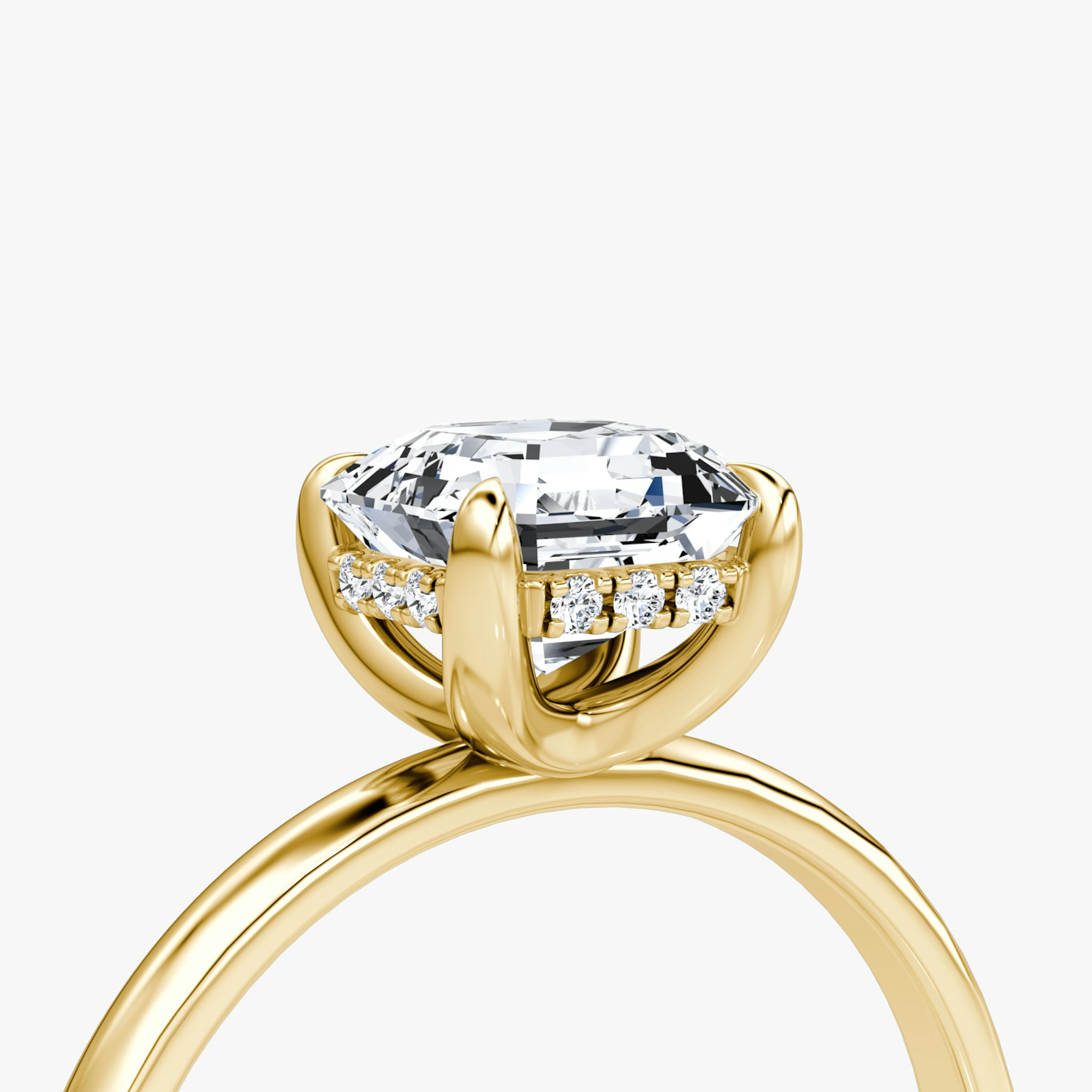 The Classic Hidden Halo | Asscher | 18k | Yellow Gold | bandAccent: Plain | bandWidth: large | prongStyle: Plain | diamondOrientation: vertical | caratWeight: other