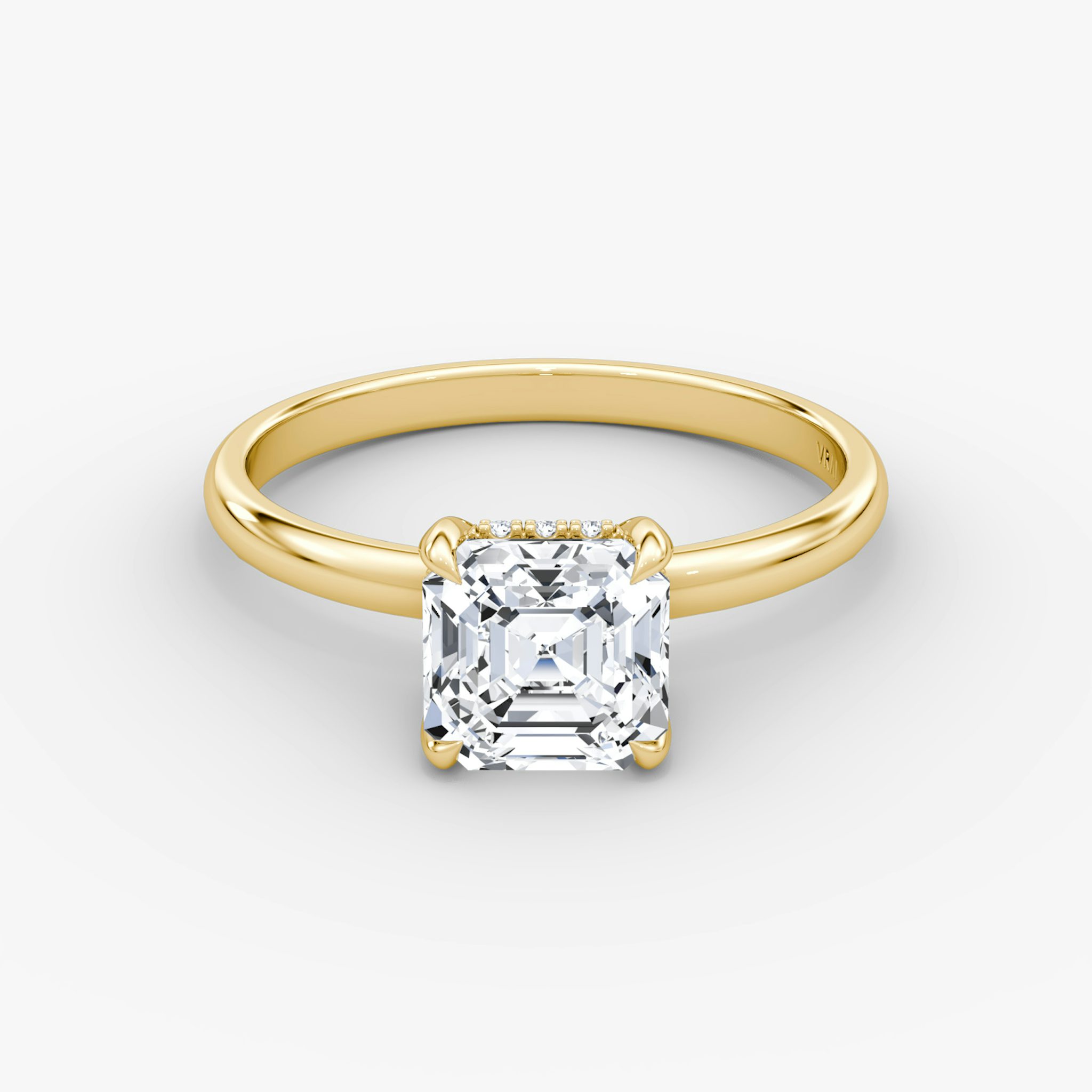 The Classic Hidden Halo | Asscher | 18k | Yellow Gold | bandAccent: Plain | bandWidth: large | prongStyle: Plain | diamondOrientation: vertical | caratWeight: other
