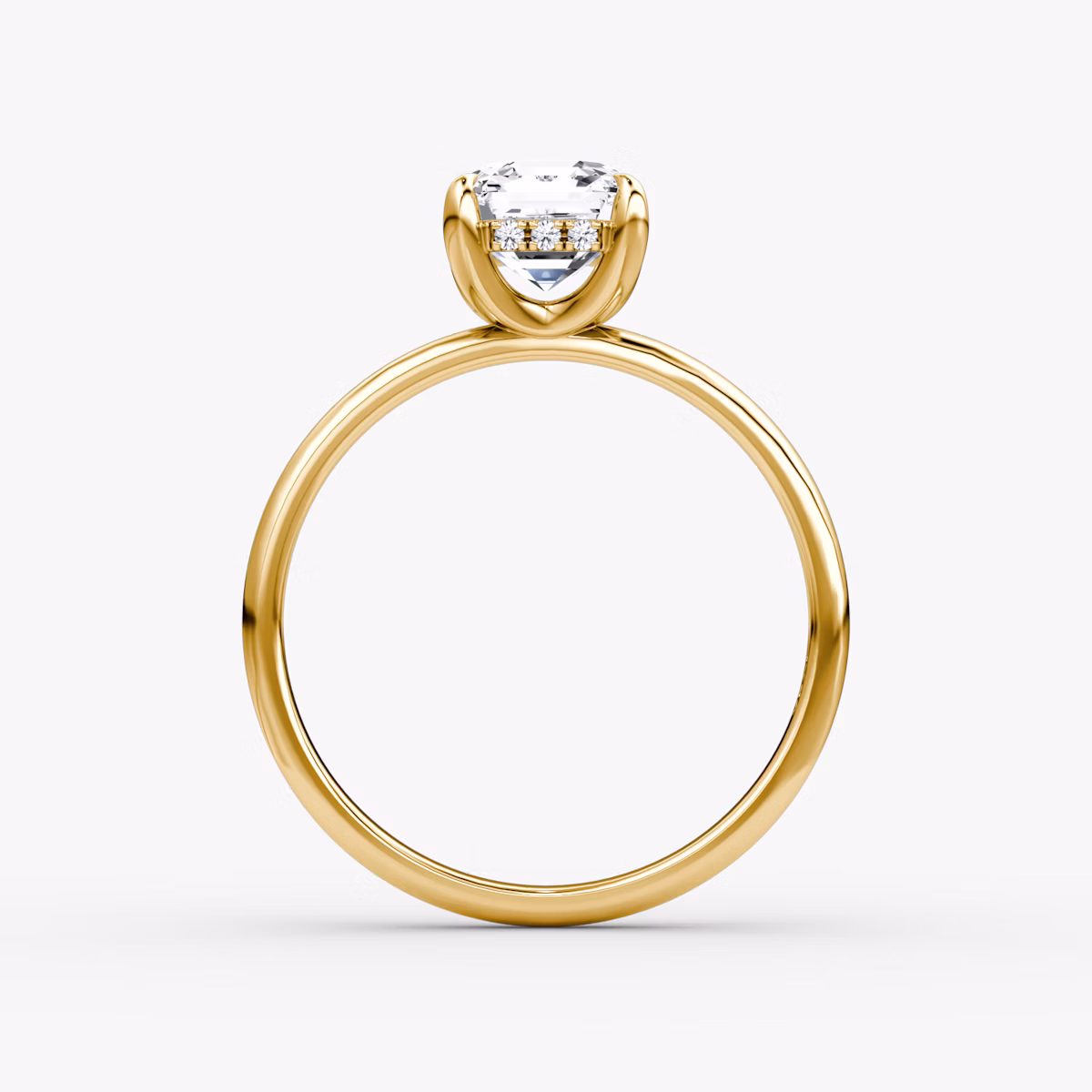 The Classic Hidden Halo | Asscher | 18k | Yellow Gold | bandAccent: Plain | bandWidth: large | prongStyle: Plain | diamondOrientation: vertical | caratWeight: other