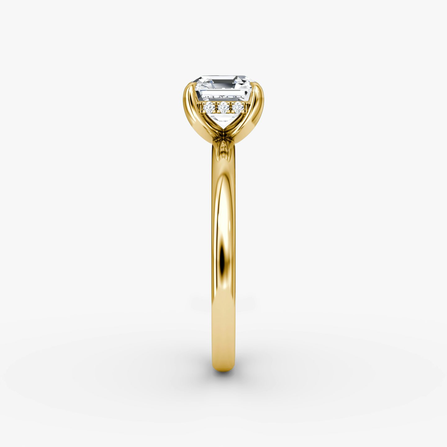 The Classic Hidden Halo | Asscher | 18k | Yellow Gold | bandAccent: Plain | bandWidth: large | prongStyle: Plain | diamondOrientation: vertical | caratWeight: other