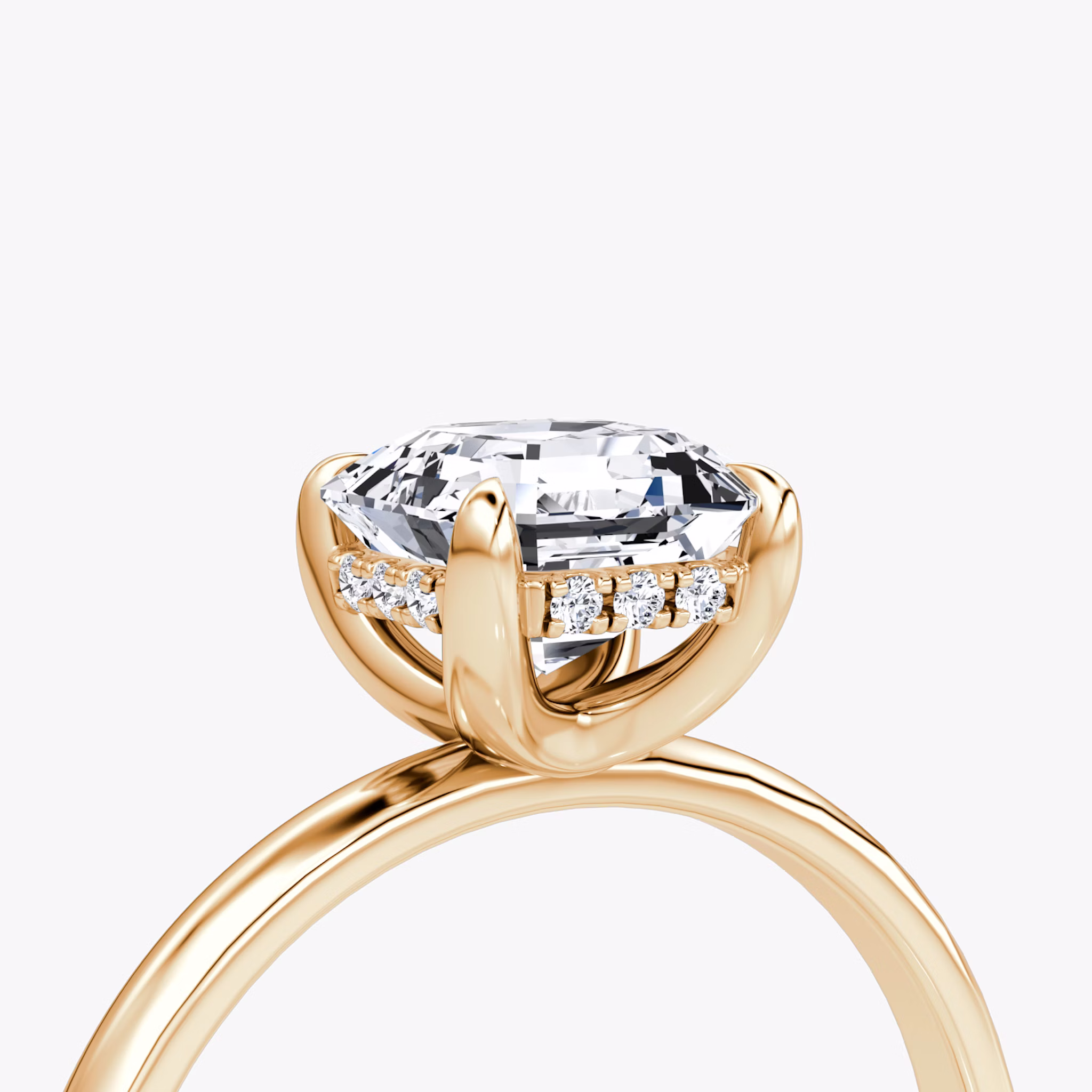 The Classic Hidden Halo | Asscher | 14k | Rose Gold | bandAccent: Plain | bandWidth: large | prongStyle: Plain | diamondOrientation: vertical | caratWeight: other