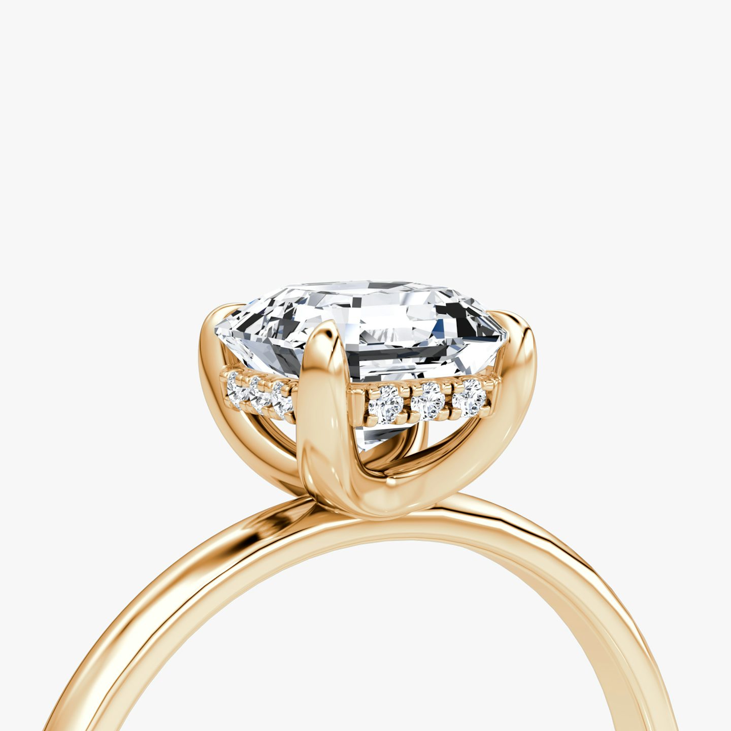 Bague de fiançailles Classic Hidden Halo | Asscher | 14k | Or rose | bandAccent: Simple | bandWidth: large | prongStyle: Simple | diamondOrientation: vertical | caratWeight: other