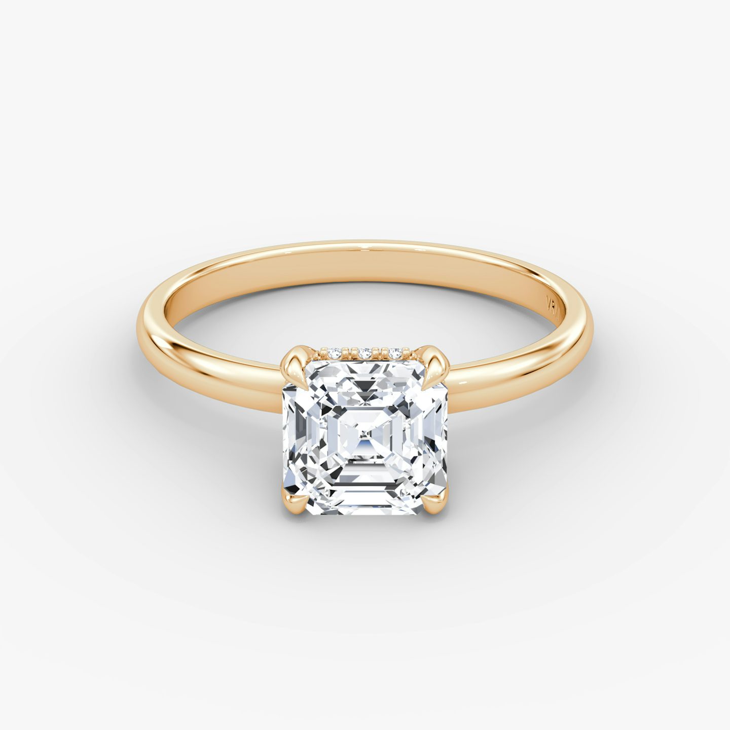 Bague de fiançailles Classic Hidden Halo | Asscher | 14k | Or rose | bandAccent: Simple | bandWidth: large | prongStyle: Simple | diamondOrientation: vertical | caratWeight: other