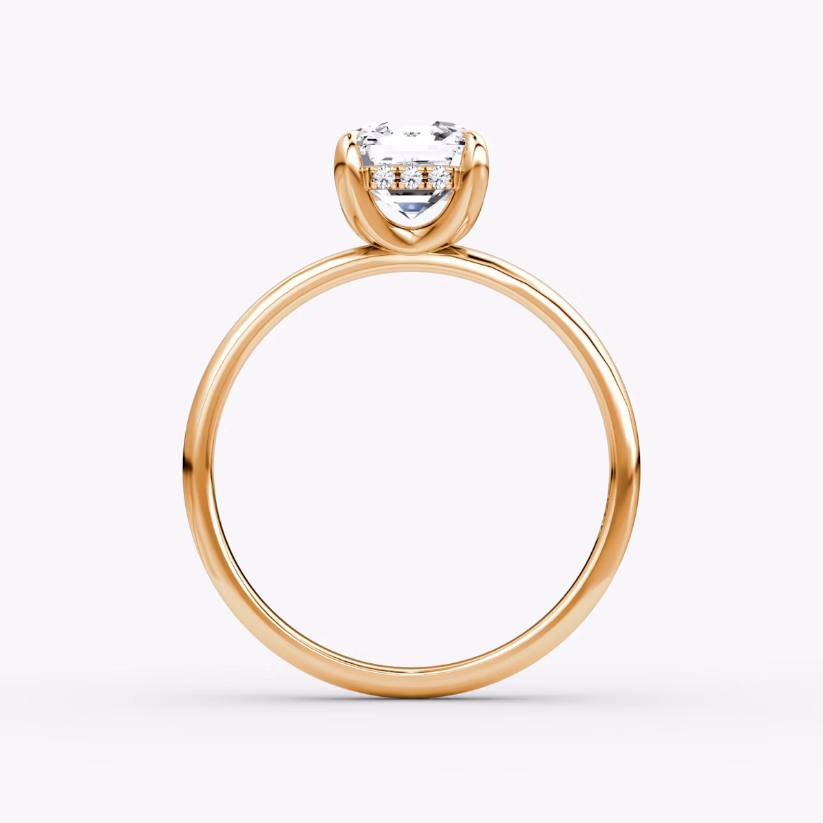 The Classic Hidden Halo | Asscher | 14k | Rose Gold | bandAccent: Plain | bandWidth: large | prongStyle: Plain | diamondOrientation: vertical | caratWeight: other