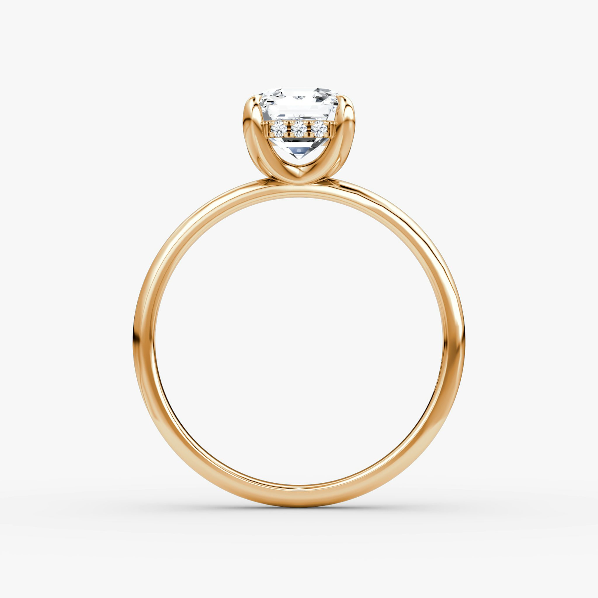 The Classic Hidden Halo | Asscher | 14k | Rose Gold | bandAccent: Plain | bandWidth: large | prongStyle: Plain | diamondOrientation: vertical | caratWeight: other