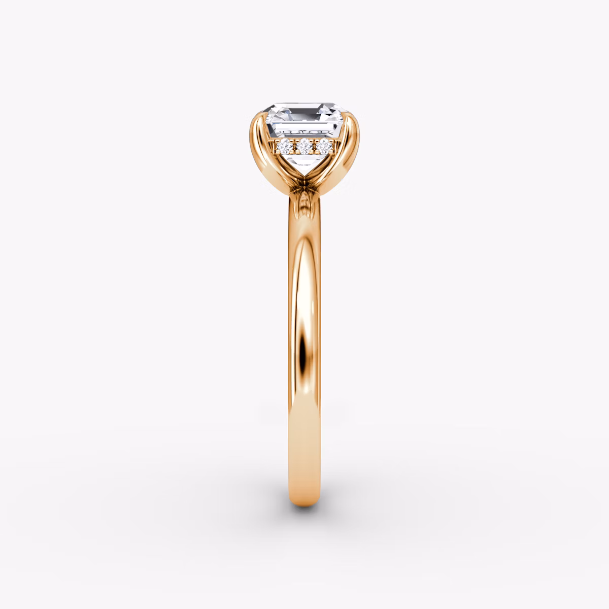 The Classic Hidden Halo | Asscher | 14k | Rose Gold | bandAccent: Plain | bandWidth: large | prongStyle: Plain | diamondOrientation: vertical | caratWeight: other
