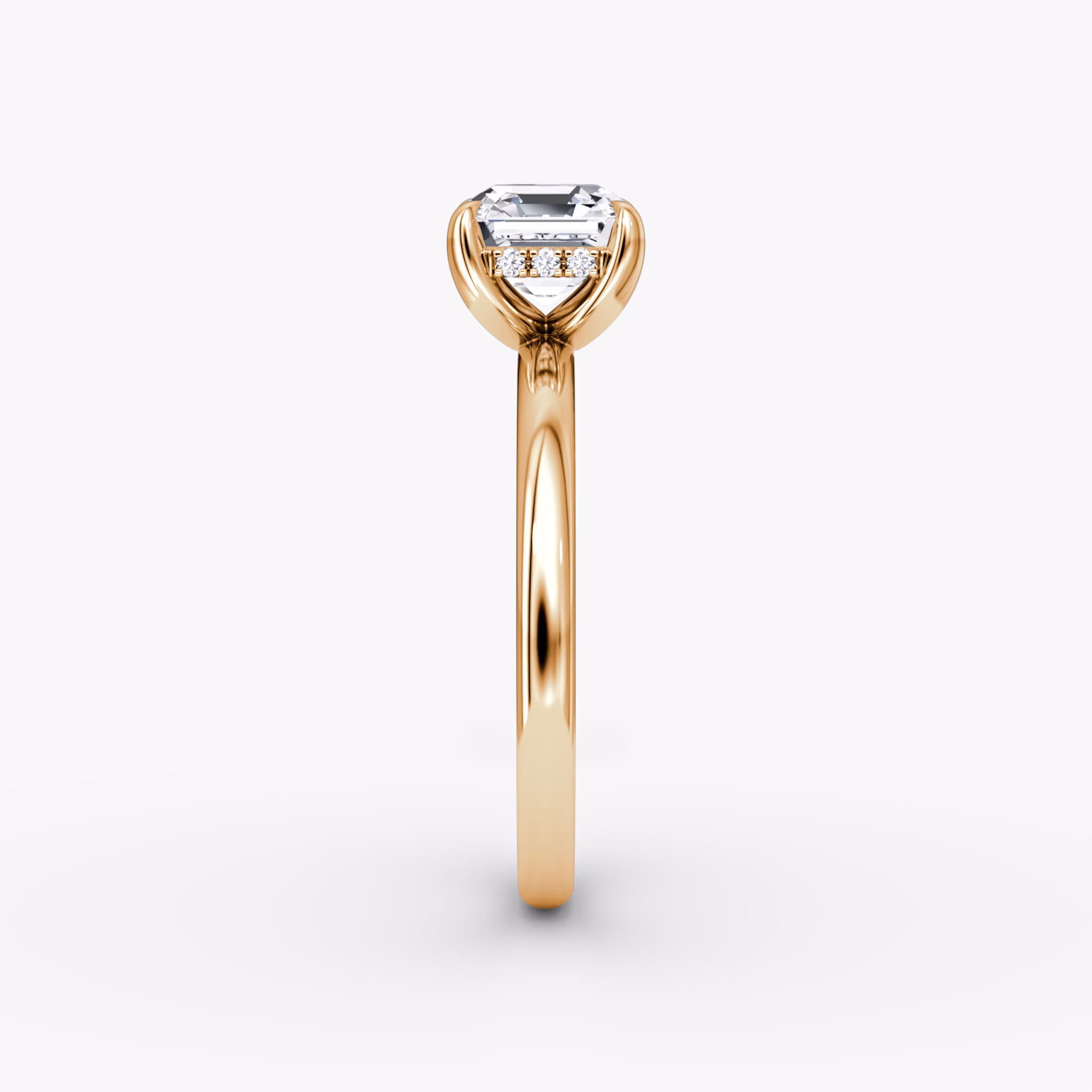 The Classic Hidden Halo | Asscher | 14k | Rose Gold | bandAccent: Plain | bandWidth: large | prongStyle: Plain | diamondOrientation: vertical | caratWeight: other