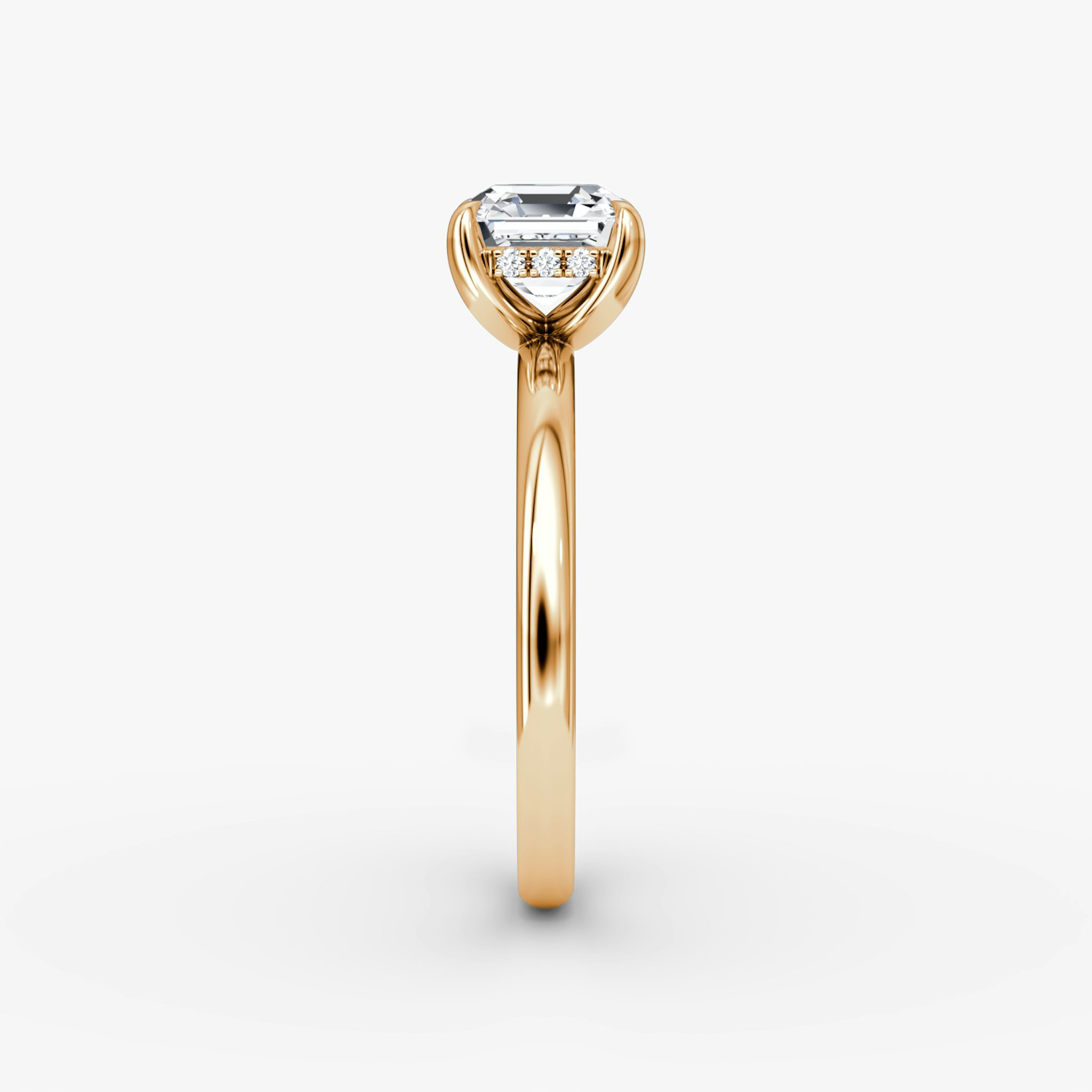 The Classic Hidden Halo | Asscher | 14k | Rose Gold | bandAccent: Plain | bandWidth: large | prongStyle: Plain | diamondOrientation: vertical | caratWeight: other