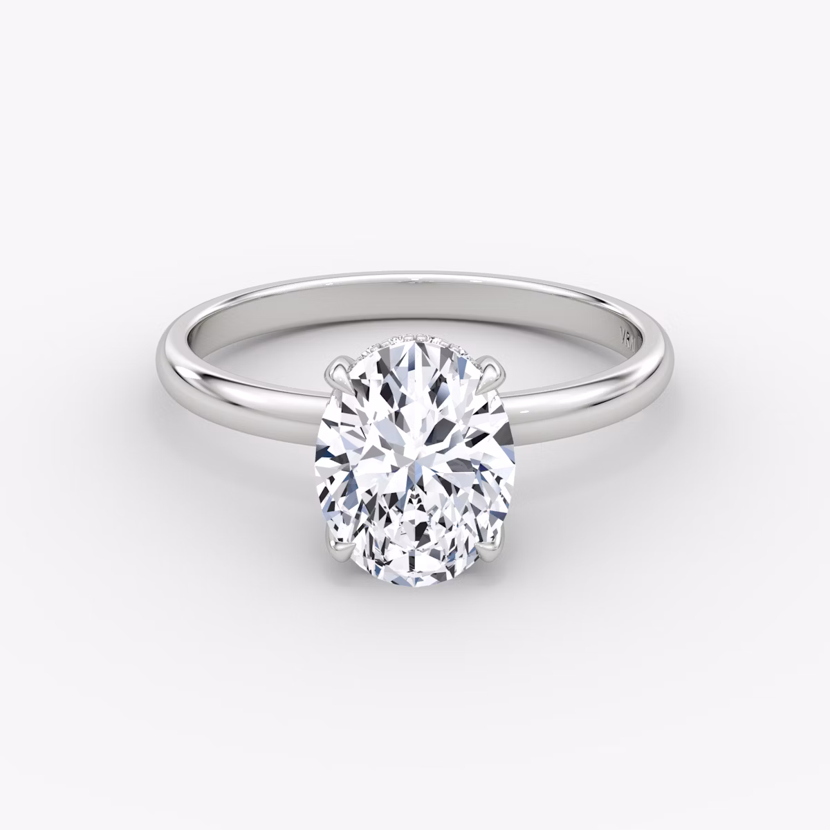 The Classic Hidden Halo | Oval | Platinum | bandAccent: Plain | bandWidth: large | prongStyle: Plain | diamondOrientation: vertical | caratWeight: other