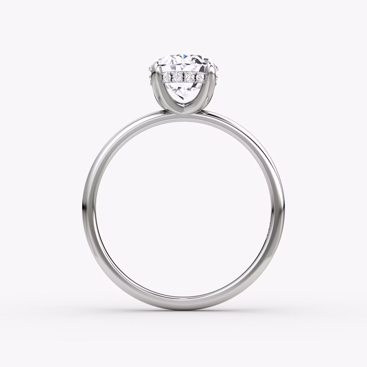 The Classic Hidden Halo | Oval | Platinum | bandAccent: Plain | bandWidth: large | prongStyle: Plain | diamondOrientation: vertical | caratWeight: other