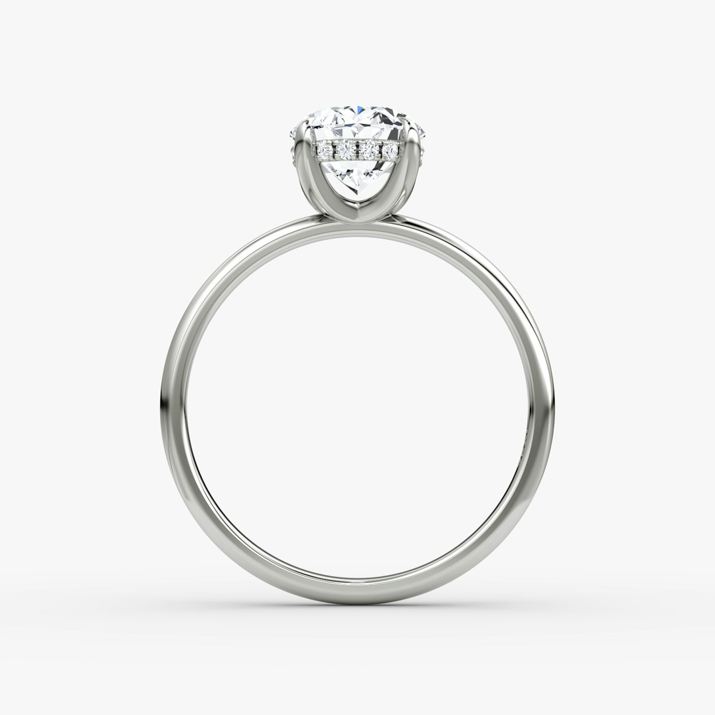 The Classic Hidden Halo | Oval | 18k | White Gold | bandAccent: Plain | bandWidth: large | prongStyle: Plain | diamondOrientation: vertical | caratWeight: other