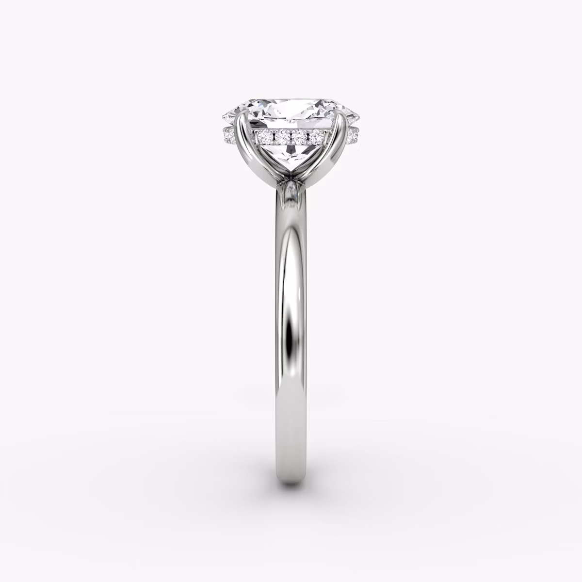 The Classic Hidden Halo | Oval | Platinum | bandAccent: Plain | bandWidth: large | prongStyle: Plain | diamondOrientation: vertical | caratWeight: other