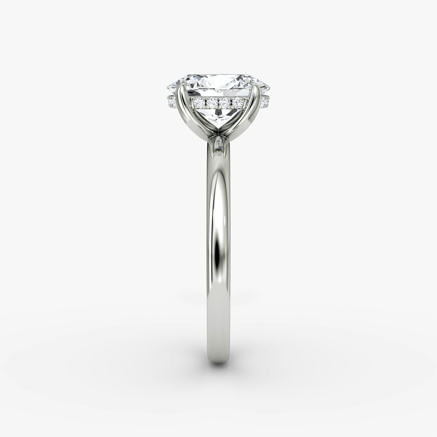 The Classic Hidden Halo | Oval | 18k | White Gold | bandAccent: Plain | bandWidth: large | prongStyle: Plain | diamondOrientation: vertical | caratWeight: other