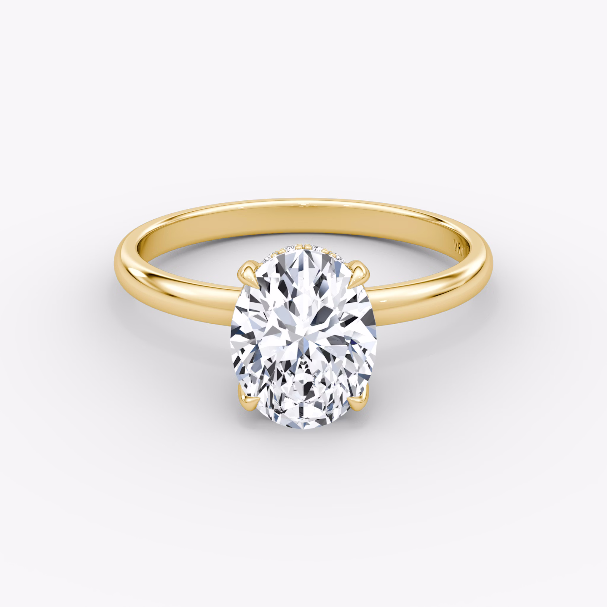The Classic Hidden Halo | Oval | 18k | Yellow Gold | bandAccent: Plain | bandWidth: large | prongStyle: Plain | diamondOrientation: vertical | caratWeight: other