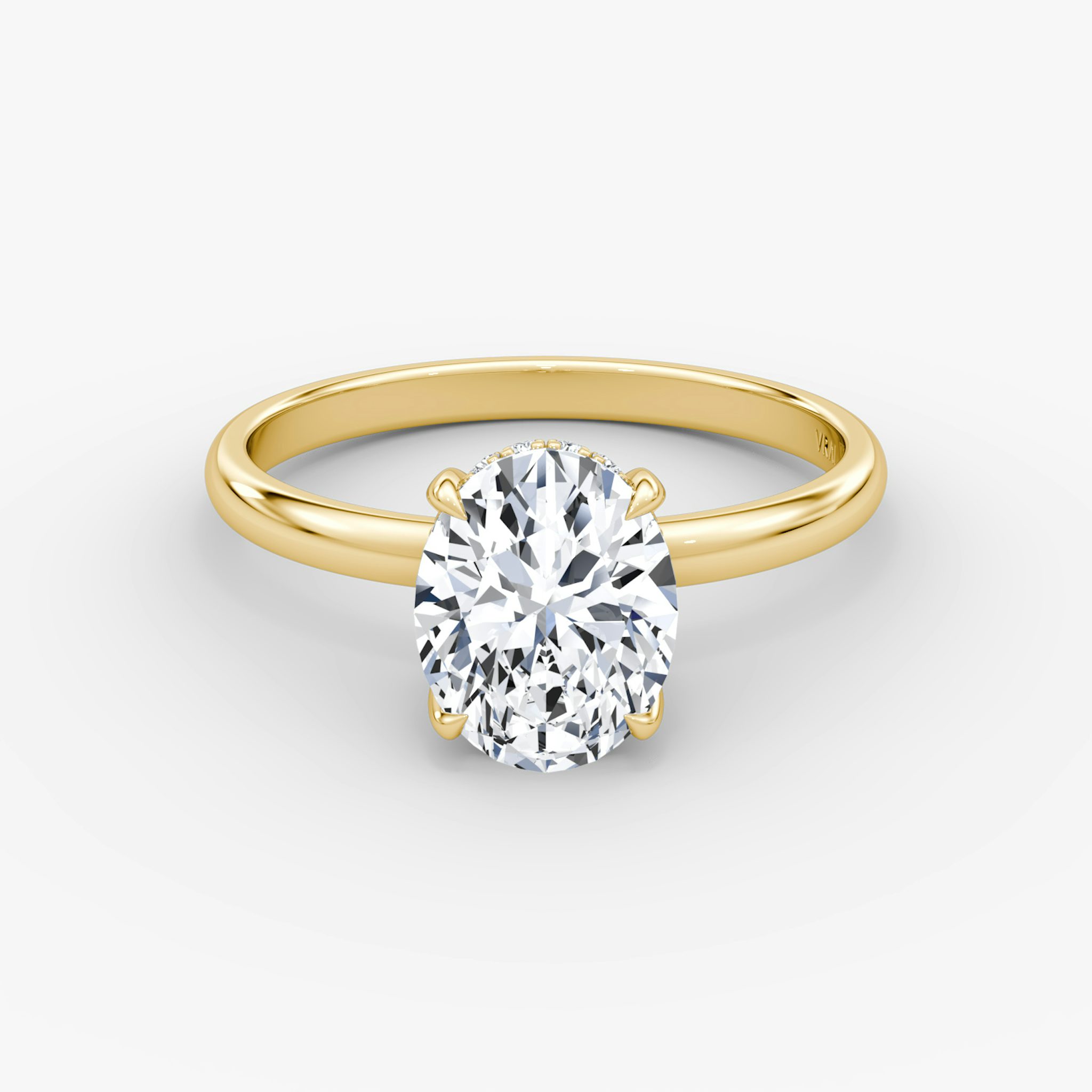 The Classic Hidden Halo | Oval | 18k | Yellow Gold | bandAccent: Plain | bandWidth: large | prongStyle: Plain | diamondOrientation: vertical | caratWeight: other
