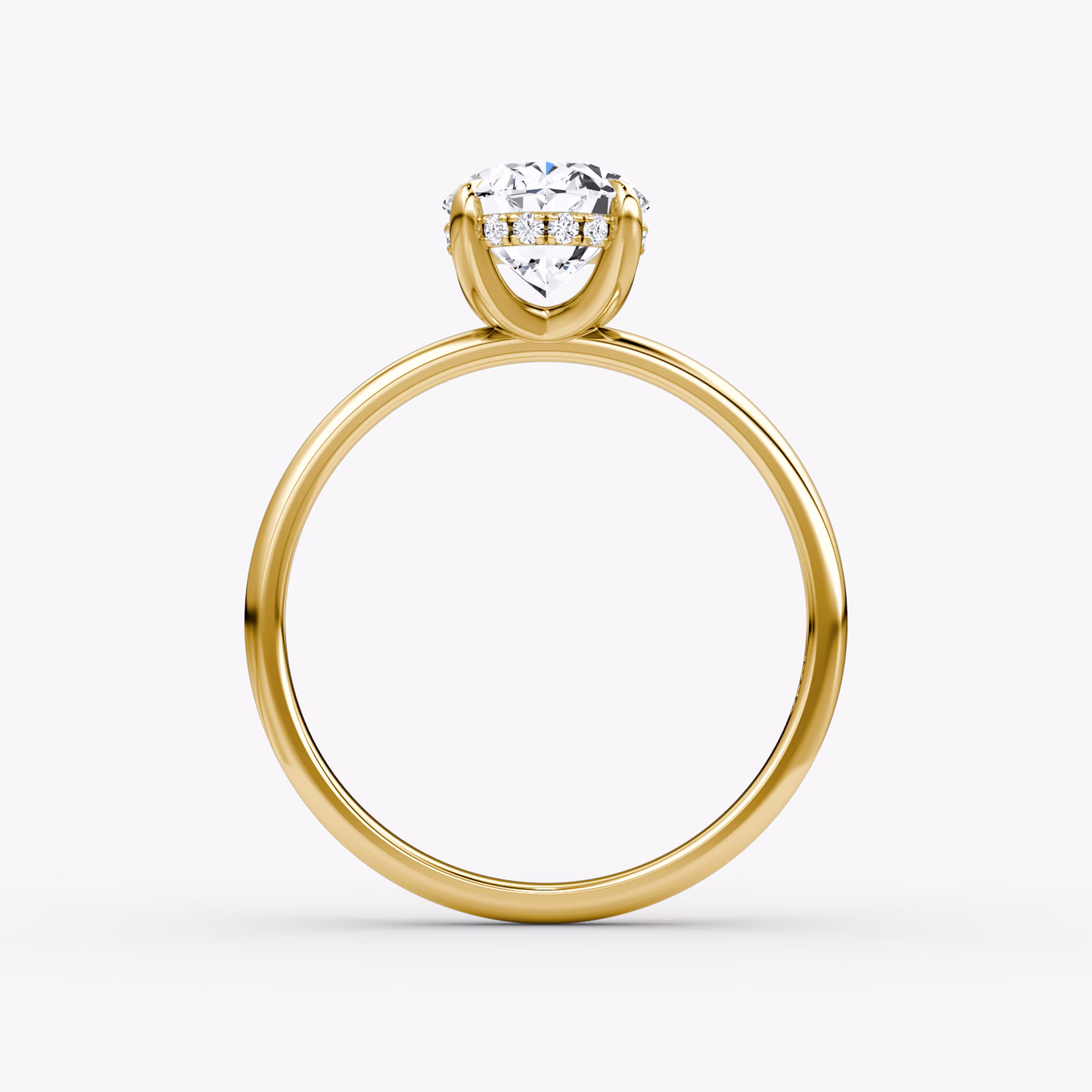 The Classic Hidden Halo | Oval | 18k | Yellow Gold | bandAccent: Plain | bandWidth: large | prongStyle: Plain | diamondOrientation: vertical | caratWeight: other