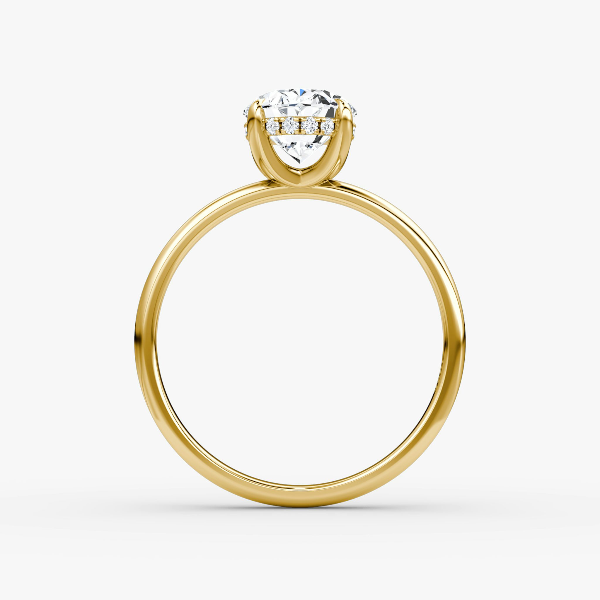The Classic Hidden Halo | Oval | 18k | Yellow Gold | bandAccent: Plain | bandWidth: large | prongStyle: Plain | diamondOrientation: vertical | caratWeight: other