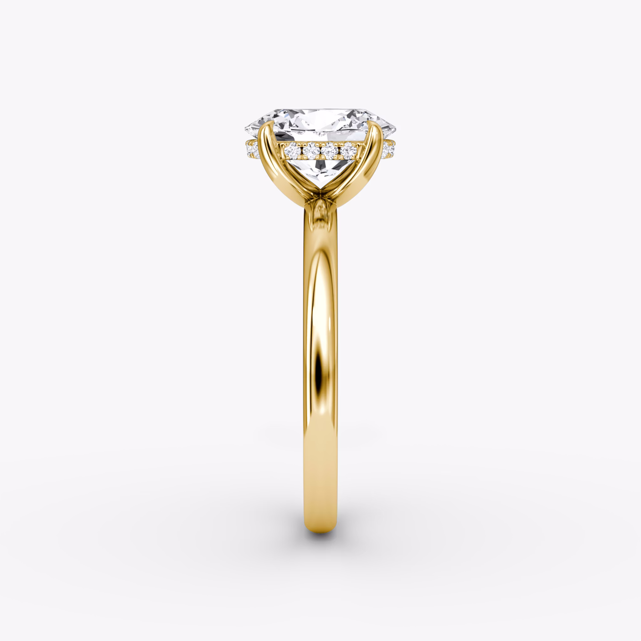 The Classic Hidden Halo | Oval | 18k | Yellow Gold | bandAccent: Plain | bandWidth: large | prongStyle: Plain | diamondOrientation: vertical | caratWeight: other