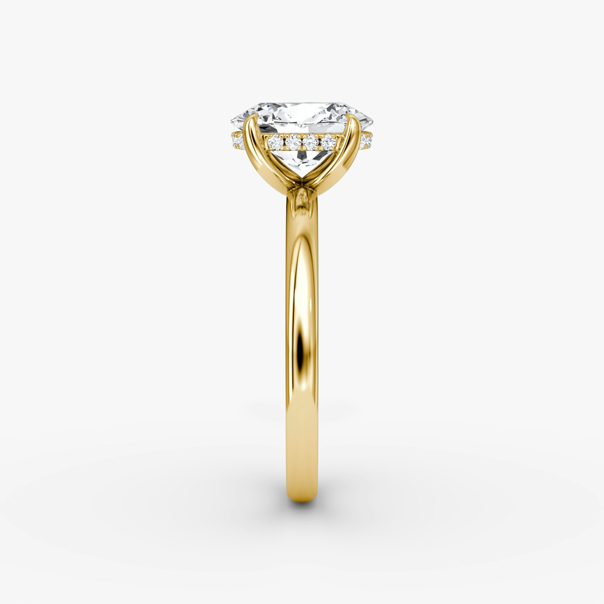The Classic Hidden Halo | Oval | 18k | Yellow Gold | bandAccent: Plain | bandWidth: large | prongStyle: Plain | diamondOrientation: vertical | caratWeight: other