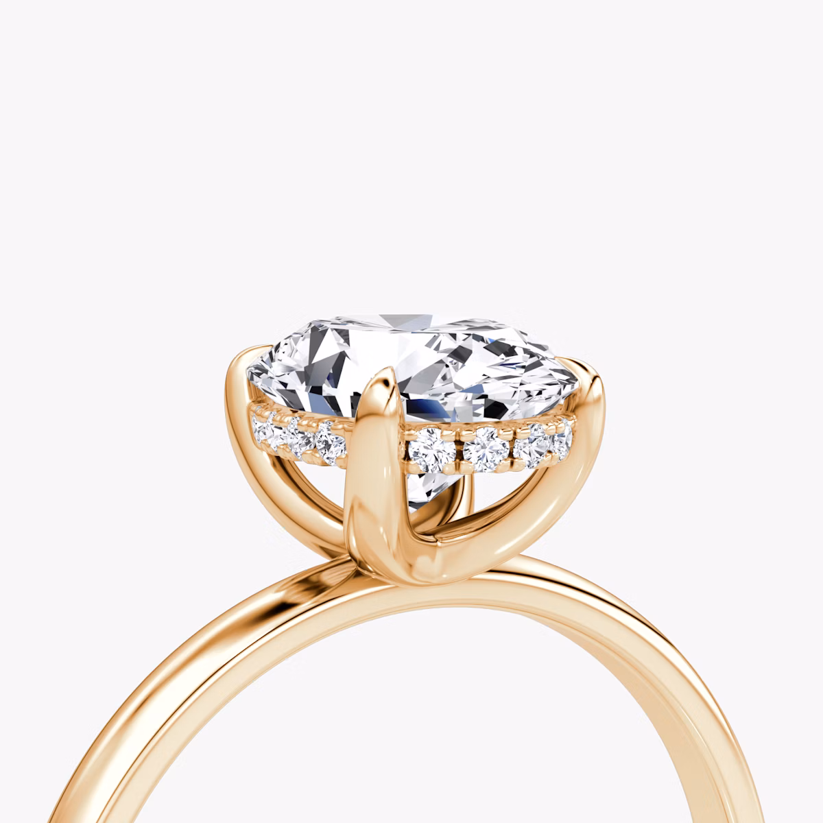 The Classic Hidden Halo | Oval | 14k | Rose Gold | bandAccent: Plain | bandWidth: large | prongStyle: Plain | diamondOrientation: vertical | caratWeight: other