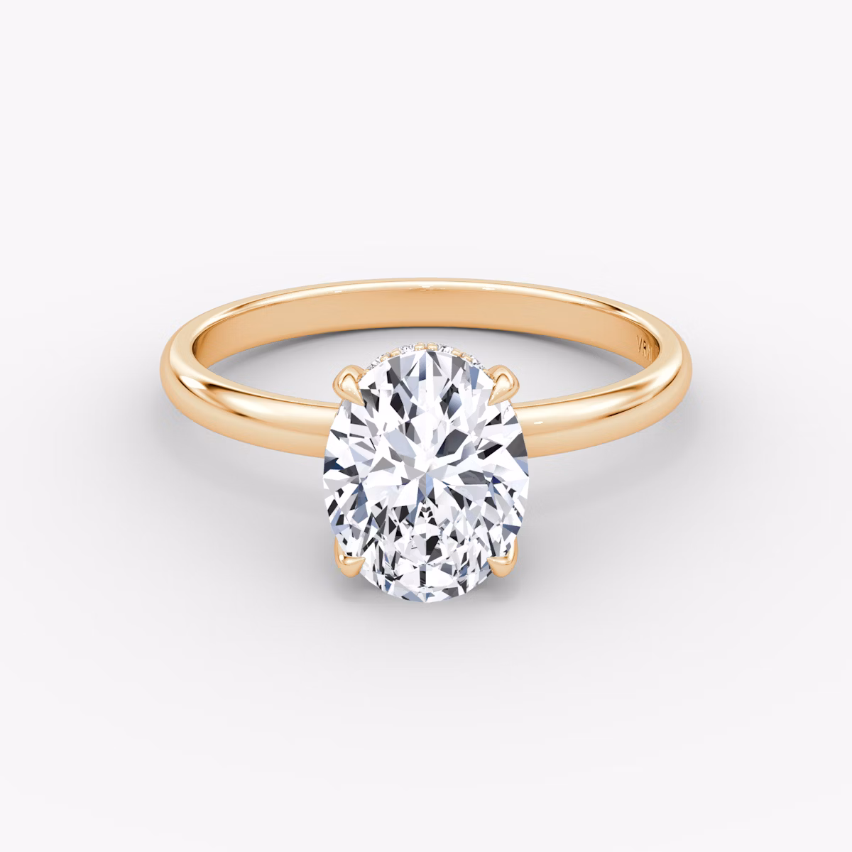 The Classic Hidden Halo | Oval | 14k | Rose Gold | bandAccent: Plain | bandWidth: large | prongStyle: Plain | diamondOrientation: vertical | caratWeight: other