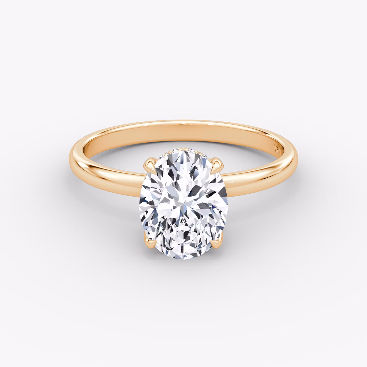 Classic Hidden Halo | Oval | 14k | Roségold | bandAccent: Ohne Pavé-Besatz | bandWidth: large | prongStyle: Ohne Pavé-Besatz | diamondOrientation: vertical | caratWeight: other