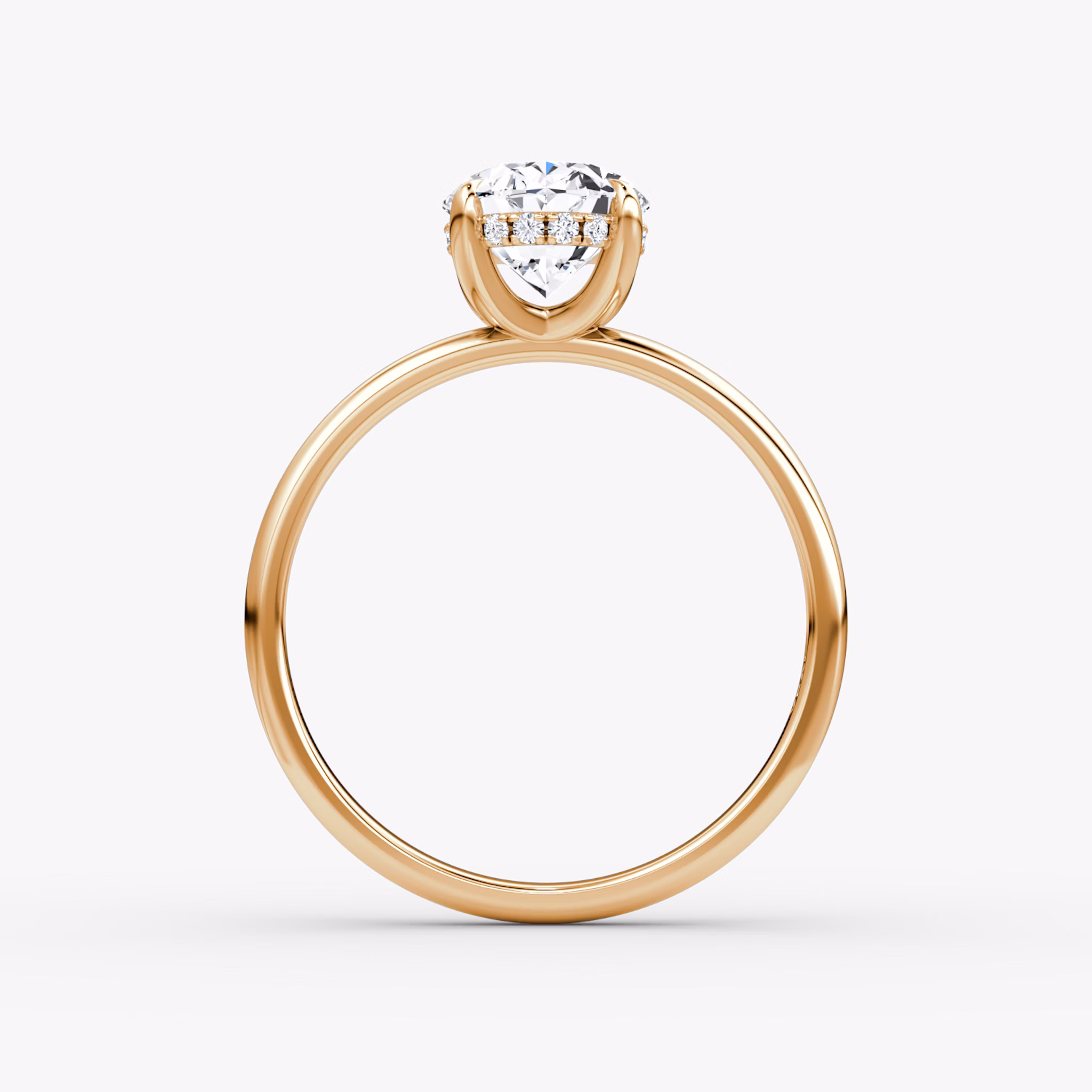 The Classic Hidden Halo | Oval | 14k | Rose Gold | bandAccent: Plain | bandWidth: large | prongStyle: Plain | diamondOrientation: vertical | caratWeight: other