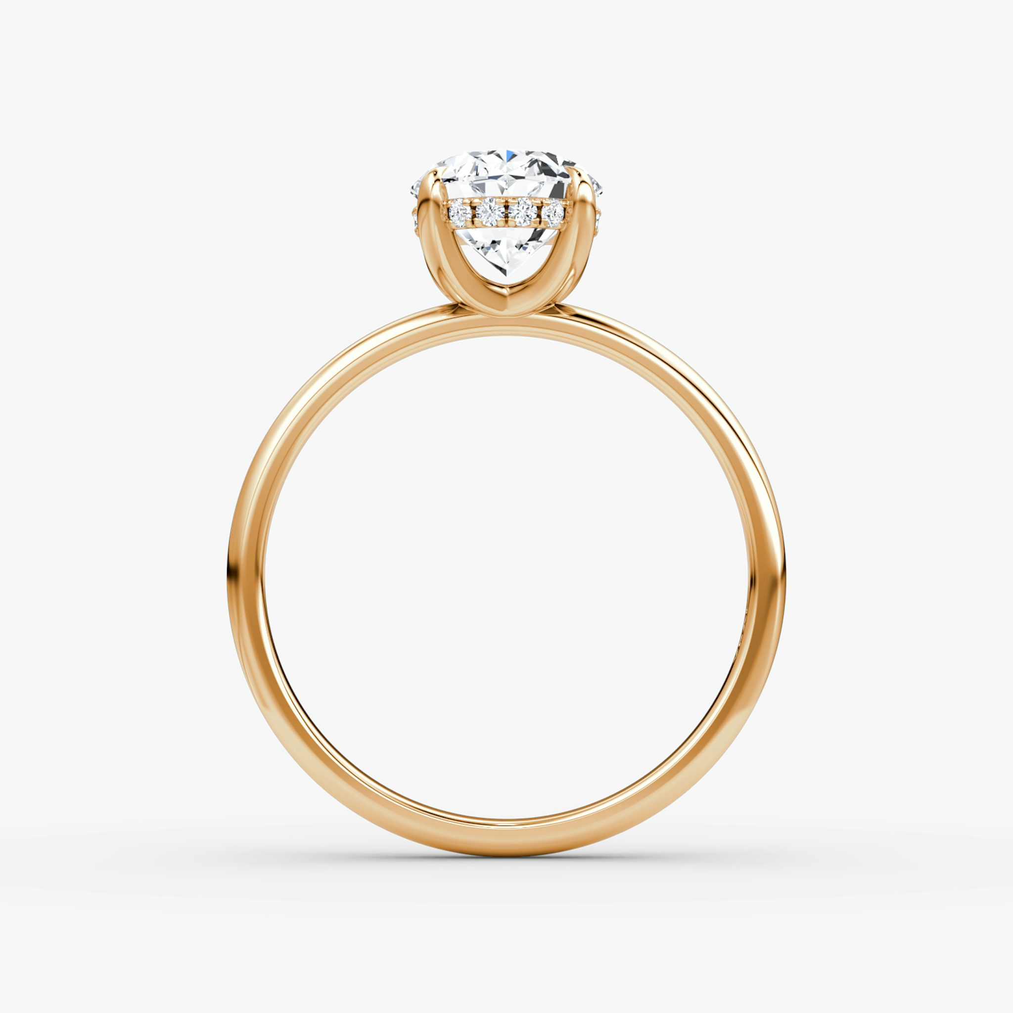 The Classic Hidden Halo | Oval | 14k | Rose Gold | bandAccent: Plain | bandWidth: large | prongStyle: Plain | diamondOrientation: vertical | caratWeight: other