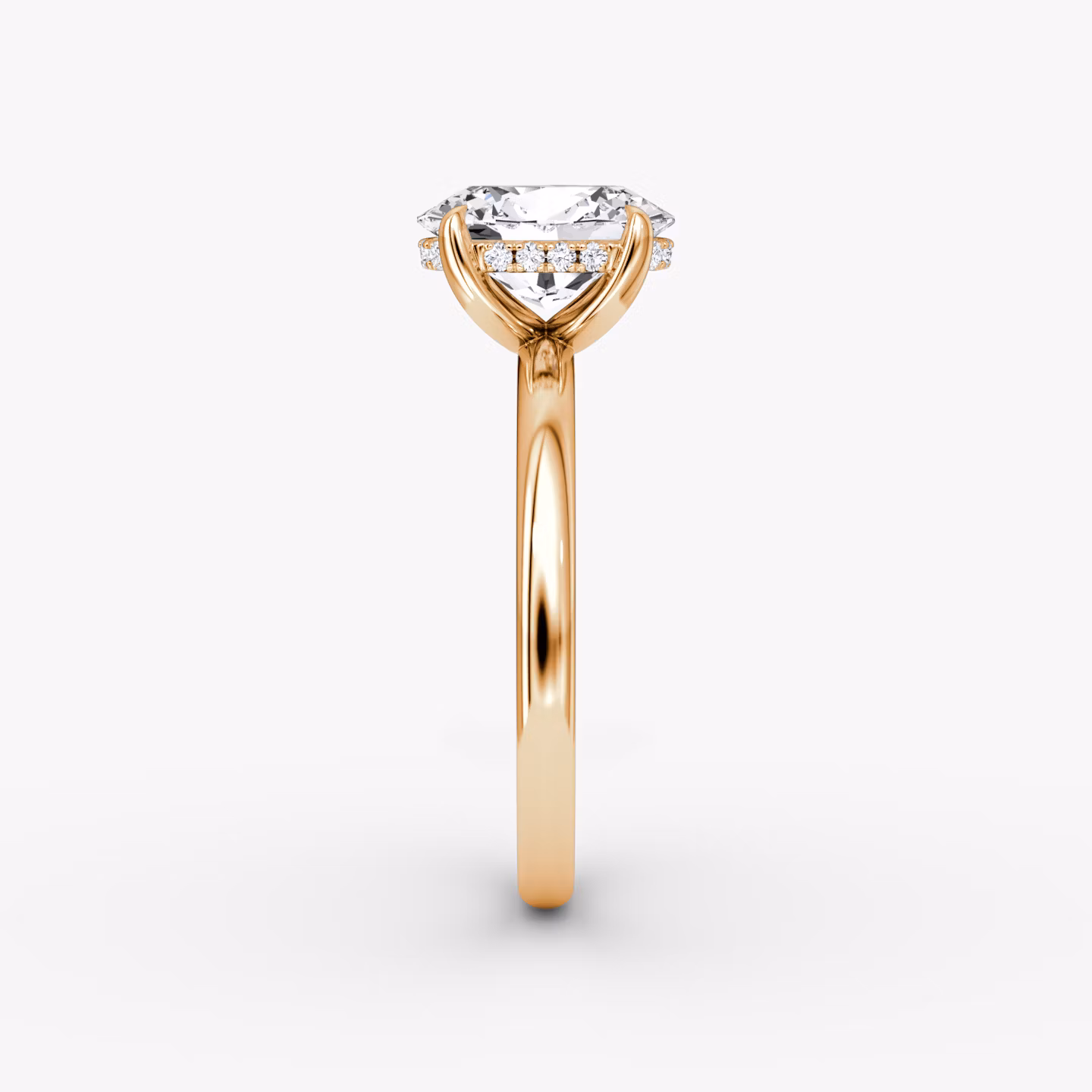 Classic Hidden Halo | Oval | 14k | Roségold | bandAccent: Ohne Pavé-Besatz | bandWidth: large | prongStyle: Ohne Pavé-Besatz | diamondOrientation: vertical | caratWeight: other