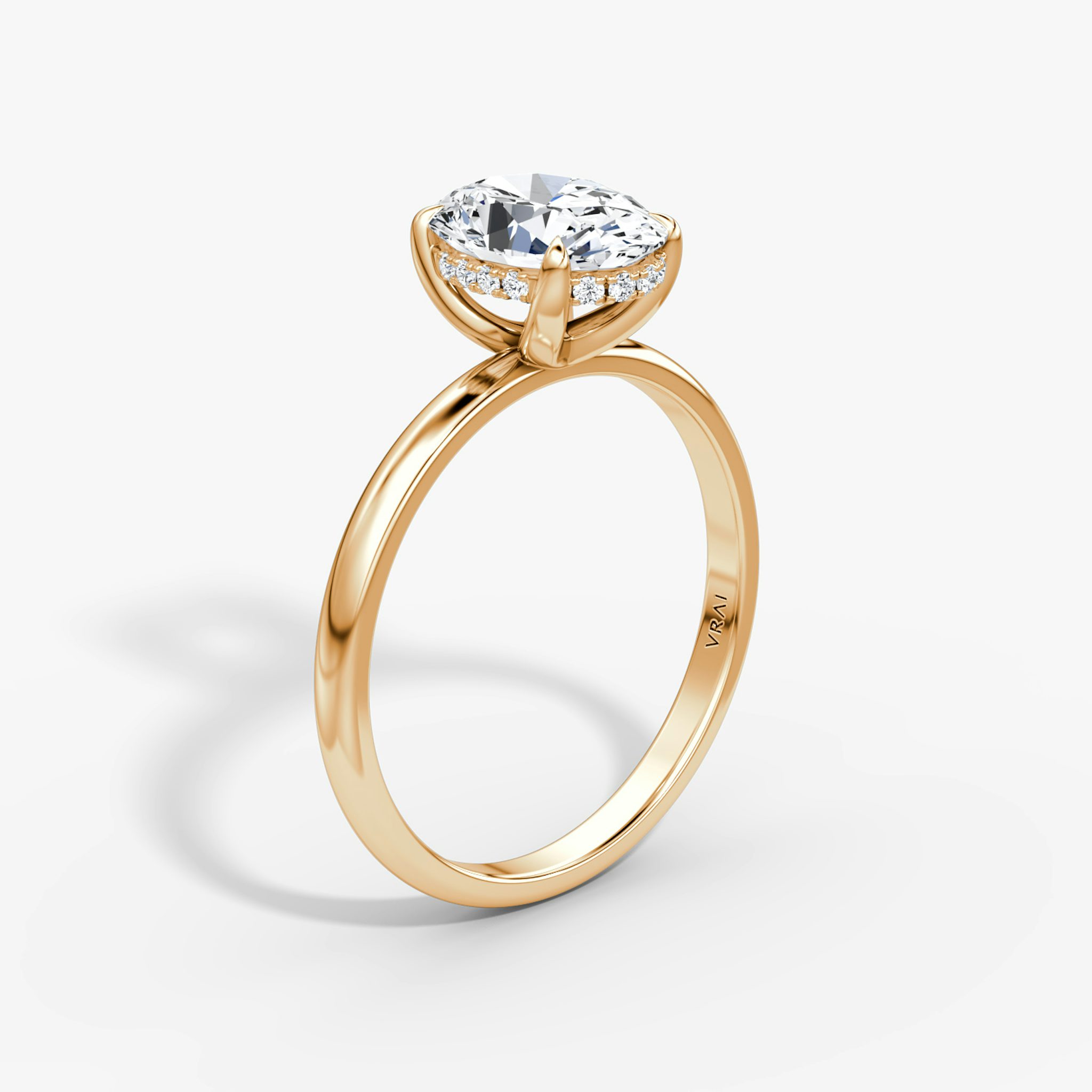 The Classic Hidden Halo | Oval | 14k | Rose Gold | bandAccent: Plain | bandWidth: large | prongStyle: Plain | diamondOrientation: vertical | caratWeight: other