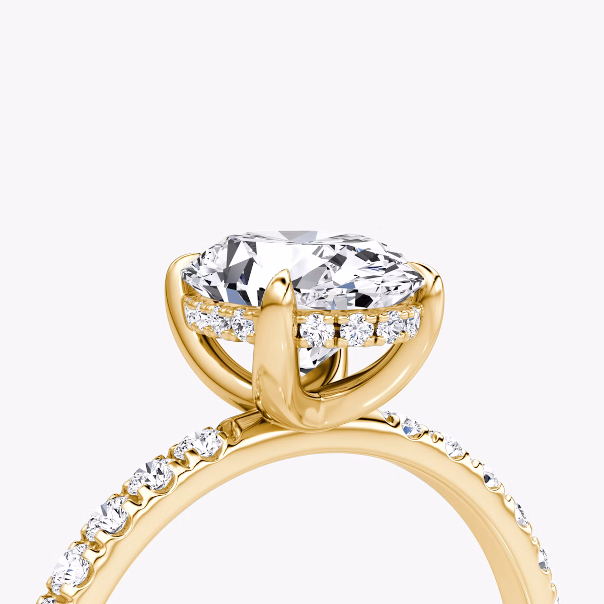 The Classic Hidden Halo | Oval | 18k | Yellow Gold | bandAccent: Pavé | bandWidth: large | prongStyle: Plain | diamondOrientation: vertical | caratWeight: other