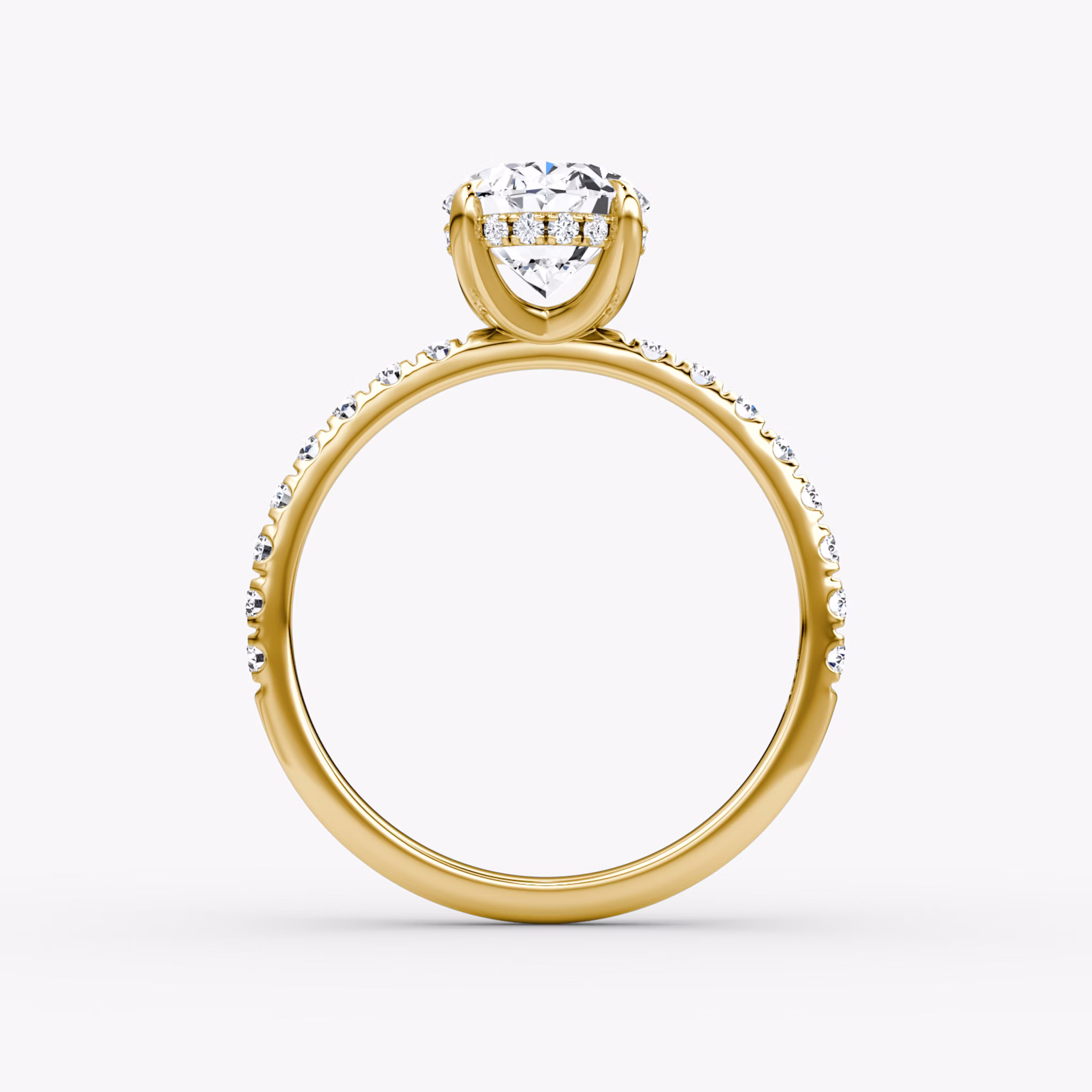 The Classic Hidden Halo | Oval | 18k | Yellow Gold | bandAccent: Pavé | bandWidth: large | prongStyle: Plain | diamondOrientation: vertical | caratWeight: other