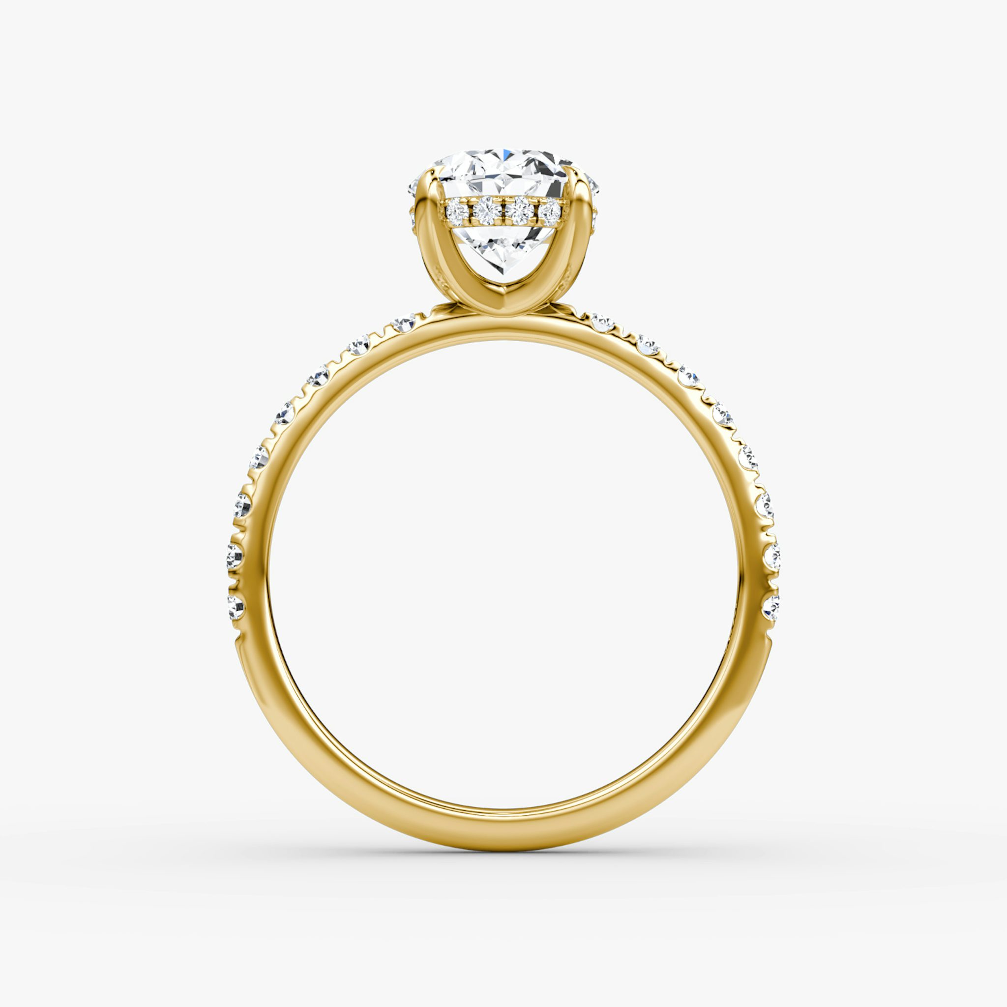 The Classic Hidden Halo | Oval | 18k | Yellow Gold | bandAccent: Pavé | bandWidth: large | prongStyle: Plain | diamondOrientation: vertical | caratWeight: other