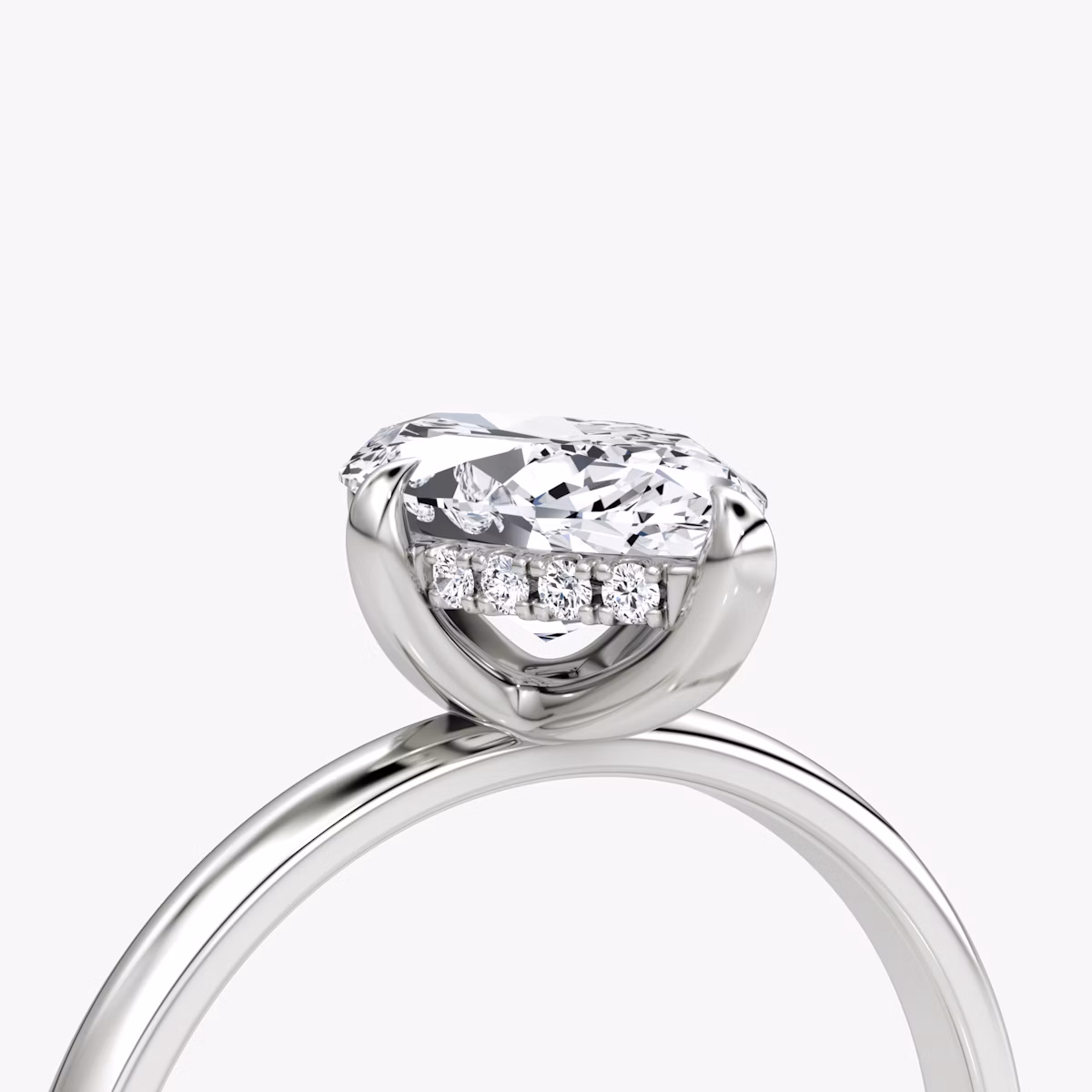The Classic Hidden Halo | Marquise | 18k | White Gold | bandAccent: Plain | bandWidth: large | prongStyle: Plain | diamondOrientation: vertical | caratWeight: other