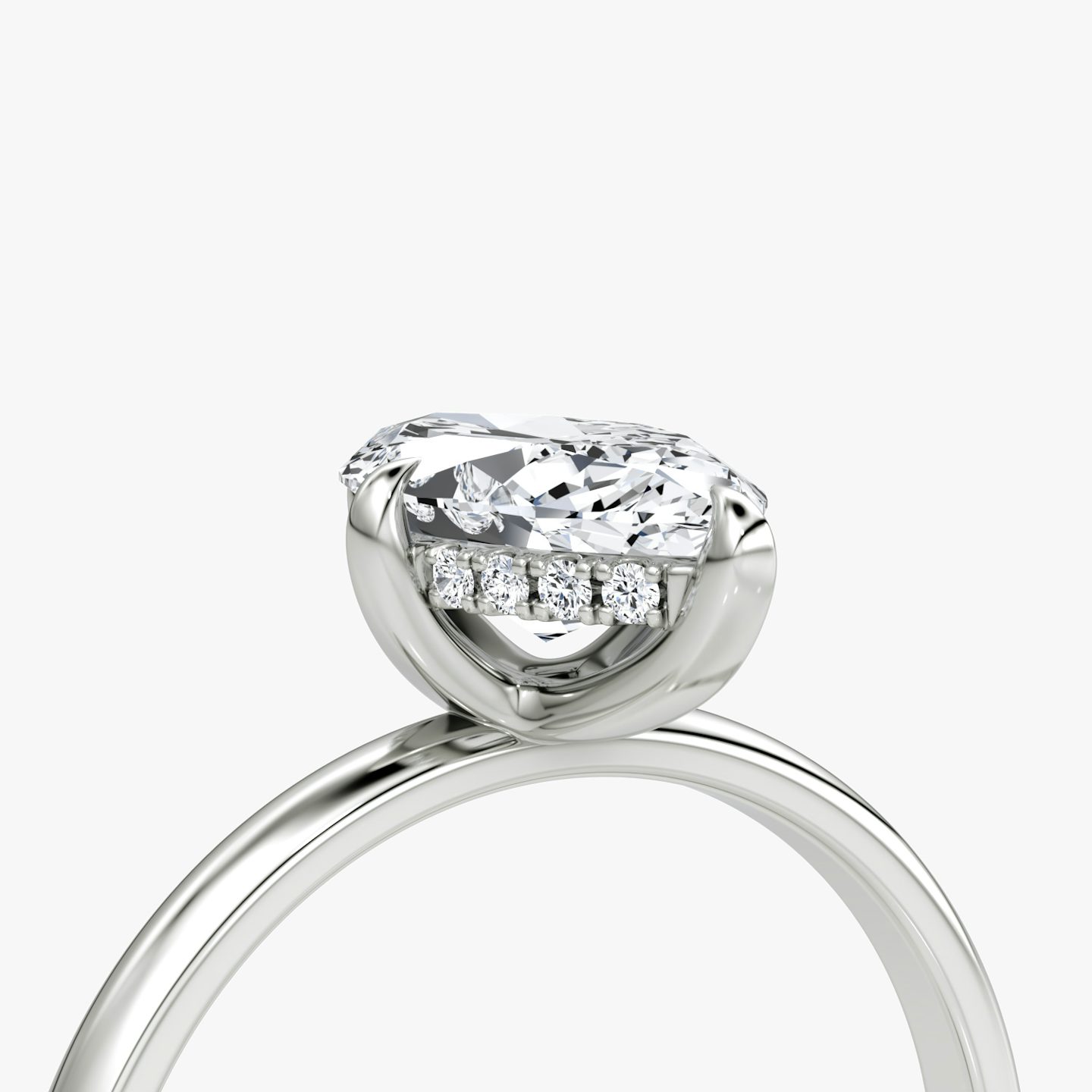 The Classic Hidden Halo | Marquise | 18k | White Gold | bandAccent: Plain | bandWidth: large | prongStyle: Plain | diamondOrientation: vertical | caratWeight: other