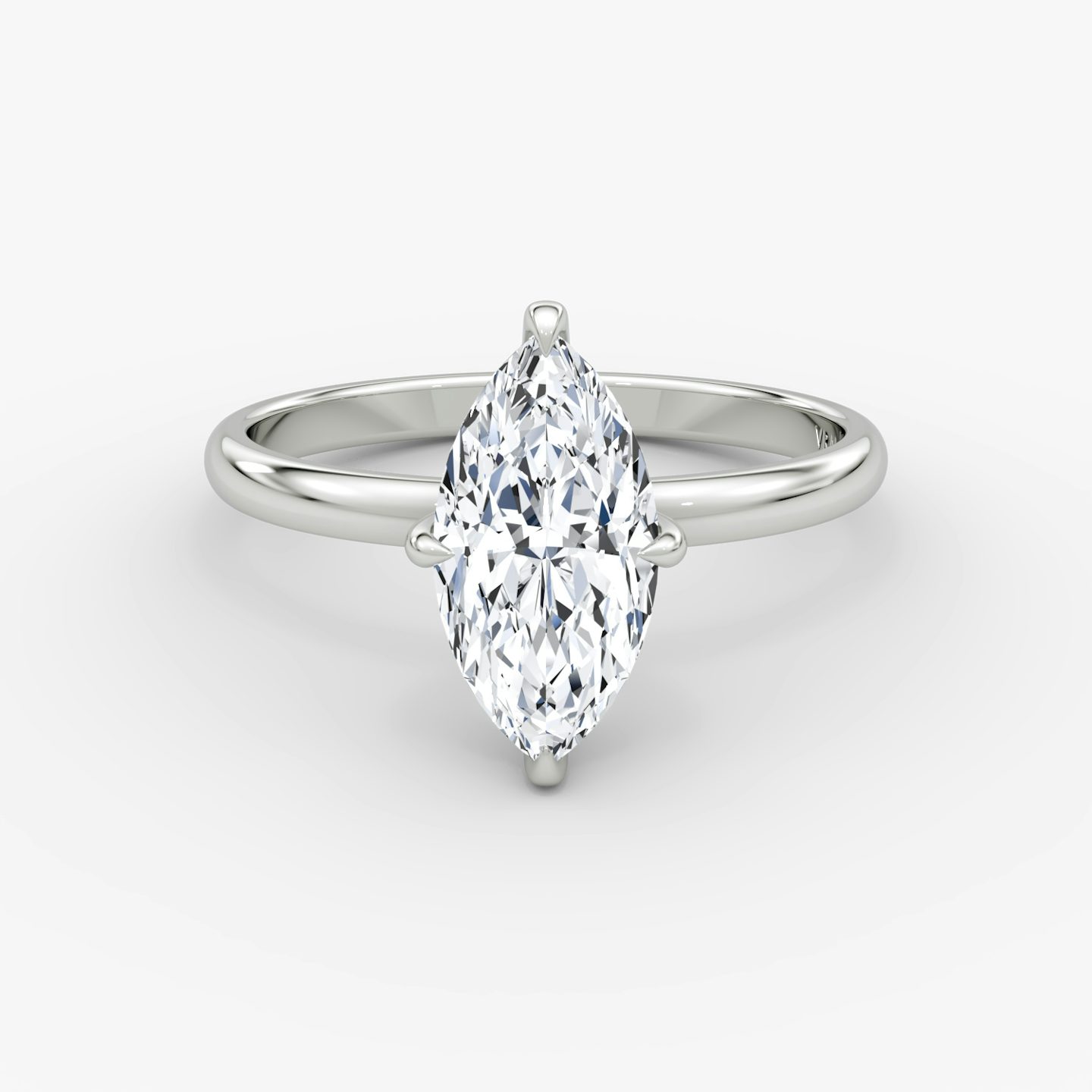 The Classic Hidden Halo | Marquise | 18k | White Gold | bandAccent: Plain | bandWidth: large | prongStyle: Plain | diamondOrientation: vertical | caratWeight: other