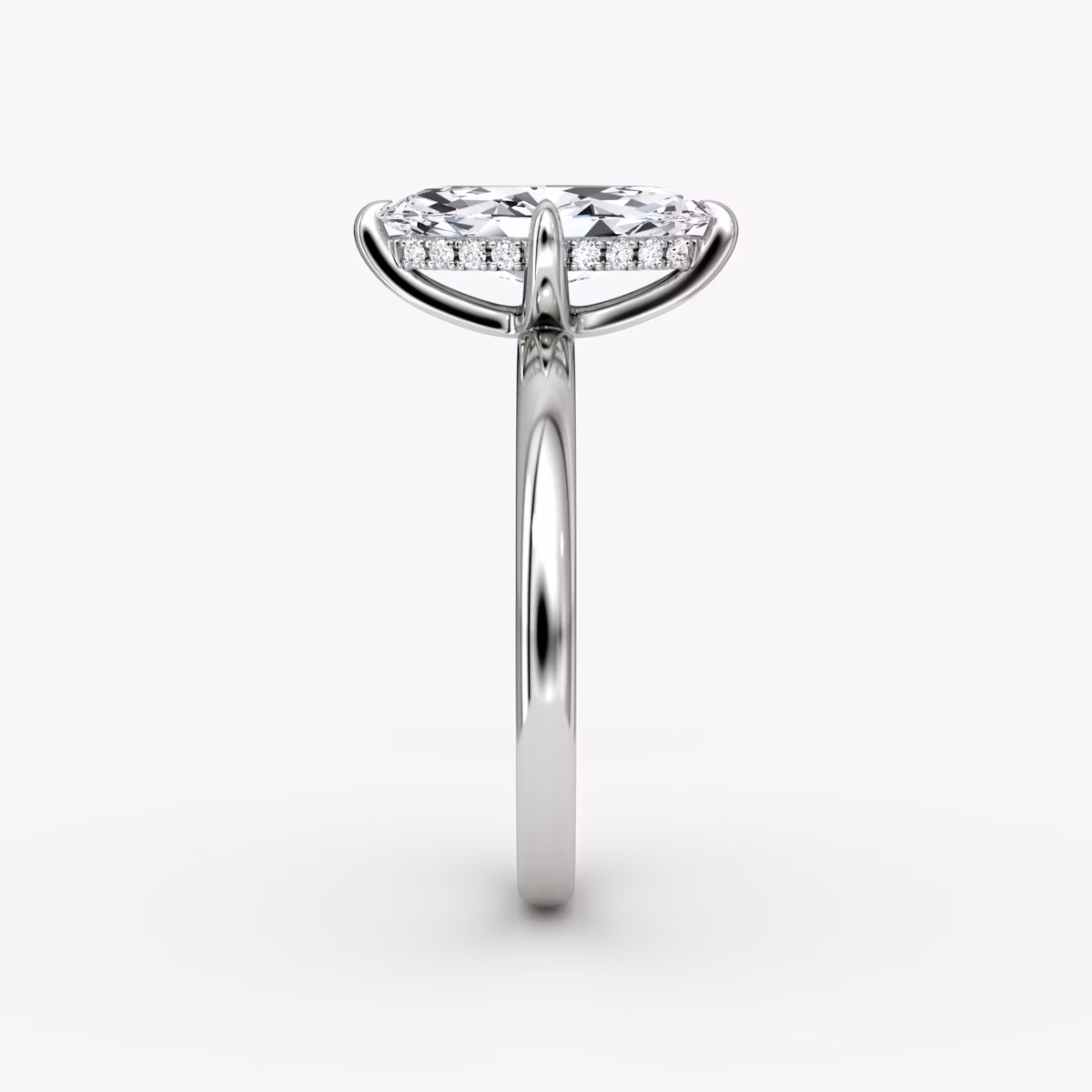 The Classic Hidden Halo | Marquise | 18k | White Gold | bandAccent: Plain | bandWidth: large | prongStyle: Plain | diamondOrientation: vertical | caratWeight: other