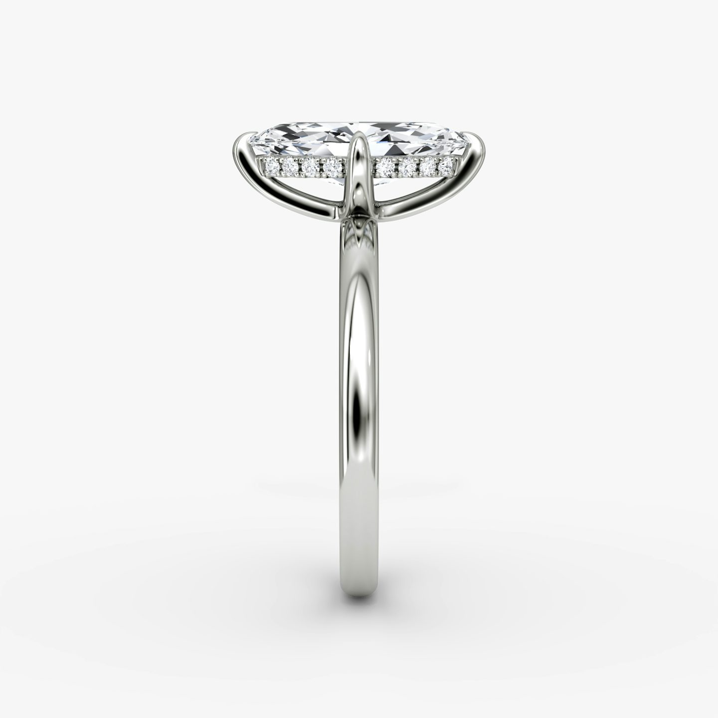 The Classic Hidden Halo | Marquise | 18k | White Gold | bandAccent: Plain | bandWidth: large | prongStyle: Plain | diamondOrientation: vertical | caratWeight: other