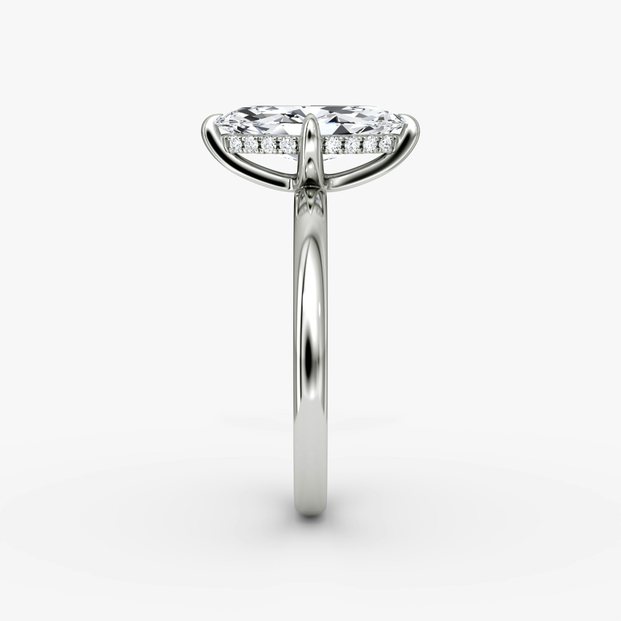 The Classic Hidden Halo | Marquise | 18k | White Gold | bandAccent: Plain | bandWidth: large | prongStyle: Plain | diamondOrientation: vertical | caratWeight: other