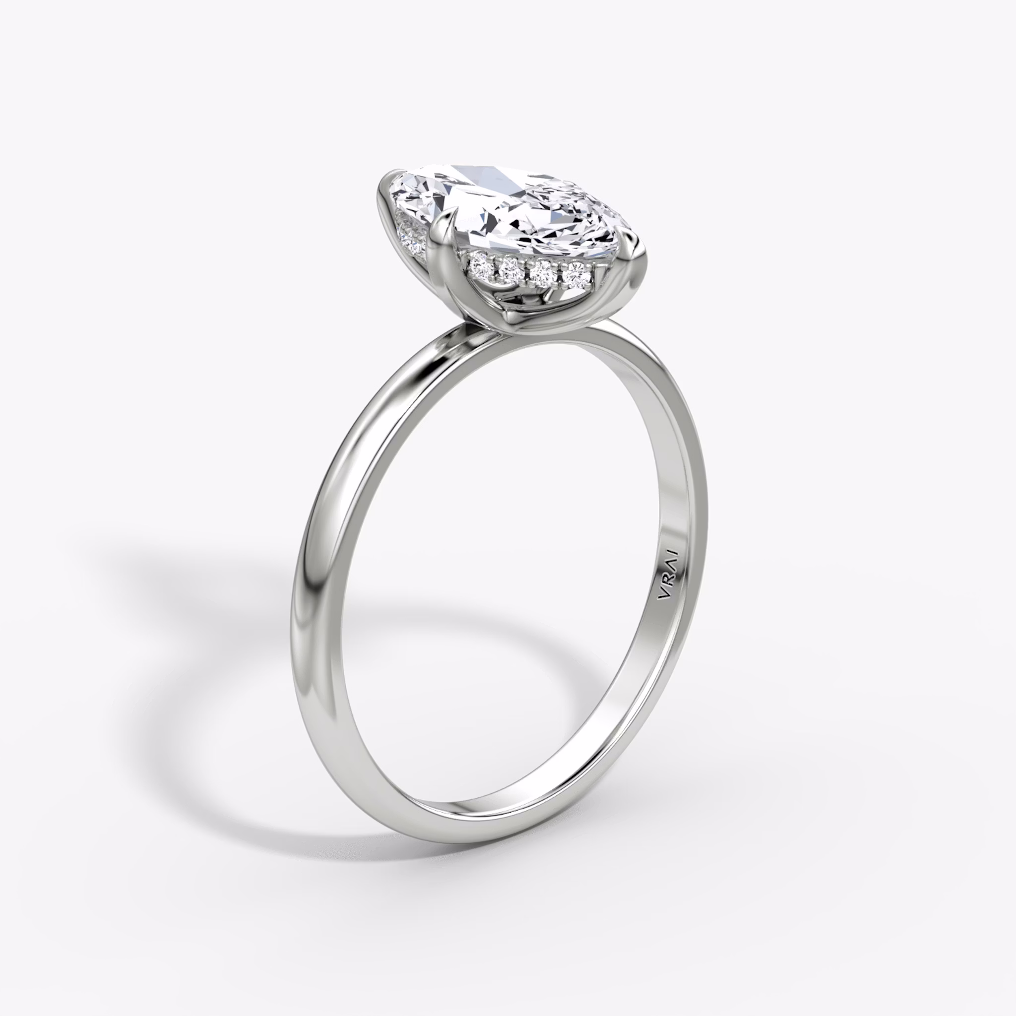 The Classic Hidden Halo | Marquise | 18k | White Gold | bandAccent: Plain | bandWidth: large | prongStyle: Plain | diamondOrientation: vertical | caratWeight: other