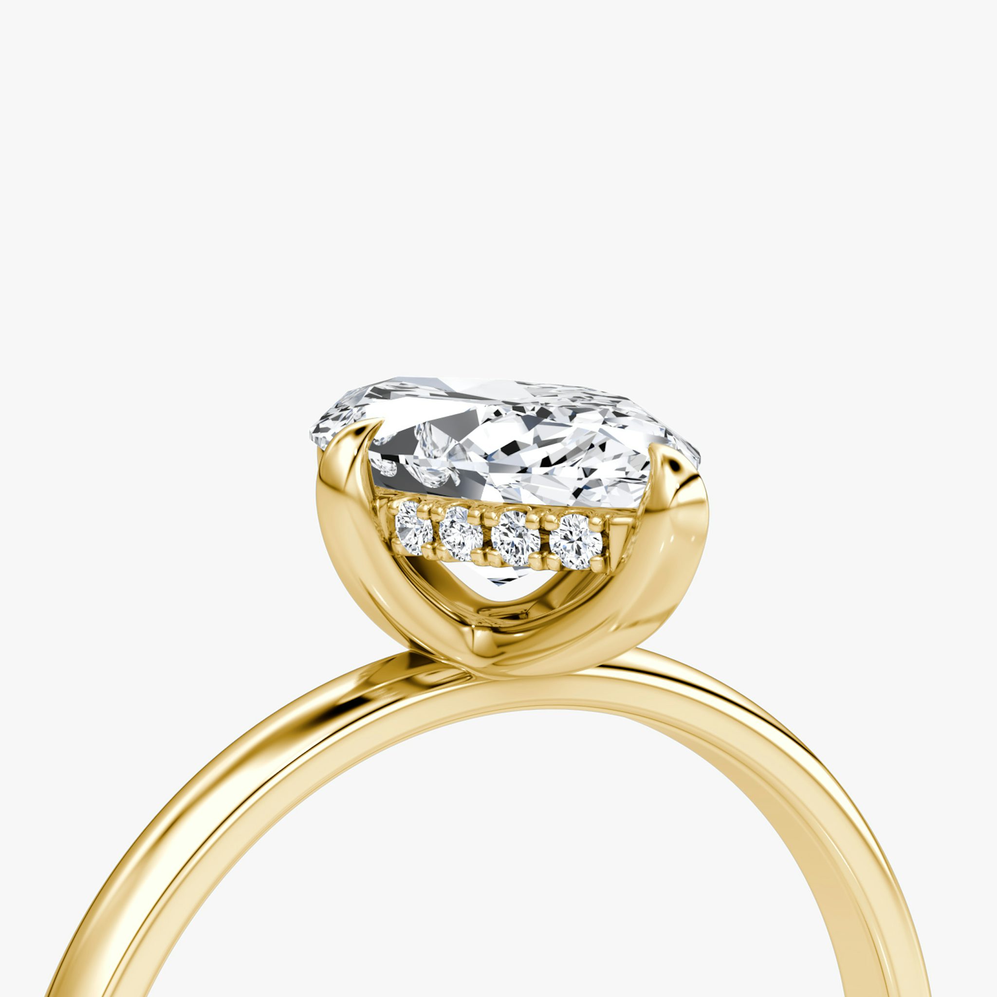 The Classic Hidden Halo | Marquise | 18k | Yellow Gold | bandAccent: Plain | bandWidth: large | prongStyle: Plain | diamondOrientation: vertical | caratWeight: other