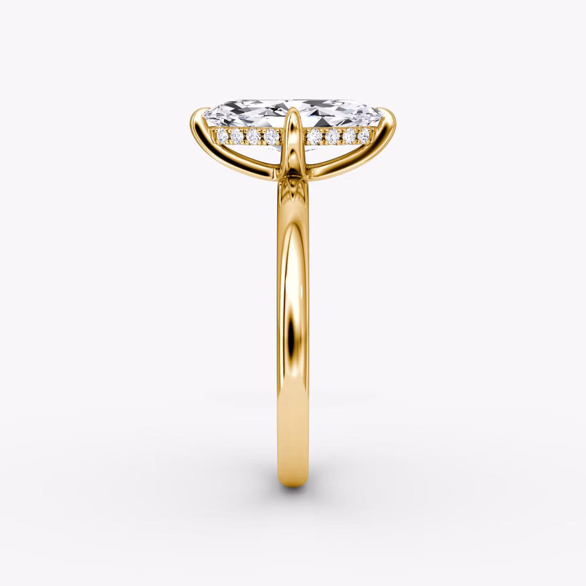 The Classic Hidden Halo | Marquise | 18k | Yellow Gold | bandAccent: Plain | bandWidth: large | prongStyle: Plain | diamondOrientation: vertical | caratWeight: other