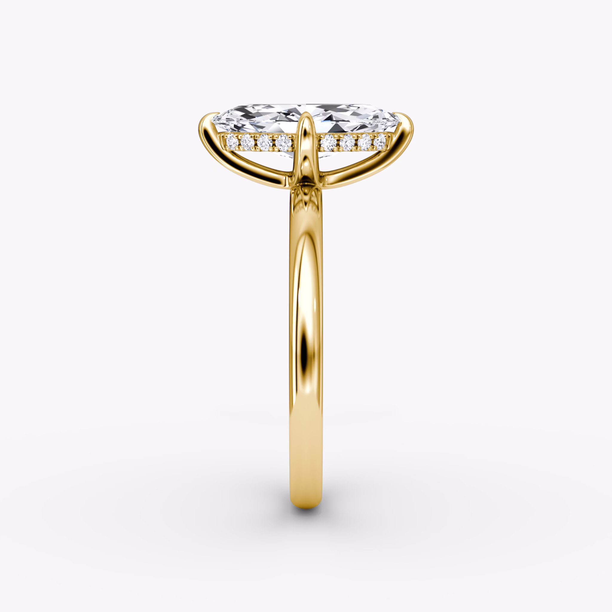 The Classic Hidden Halo | Marquise | 18k | Yellow Gold | bandAccent: Plain | bandWidth: large | prongStyle: Plain | diamondOrientation: vertical | caratWeight: other