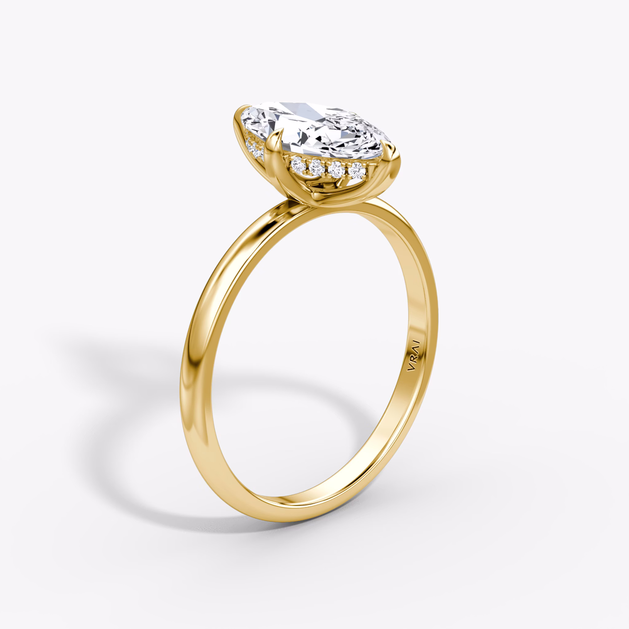 The Classic Hidden Halo | Marquise | 18k | Yellow Gold | bandAccent: Plain | bandWidth: large | prongStyle: Plain | diamondOrientation: vertical | caratWeight: other