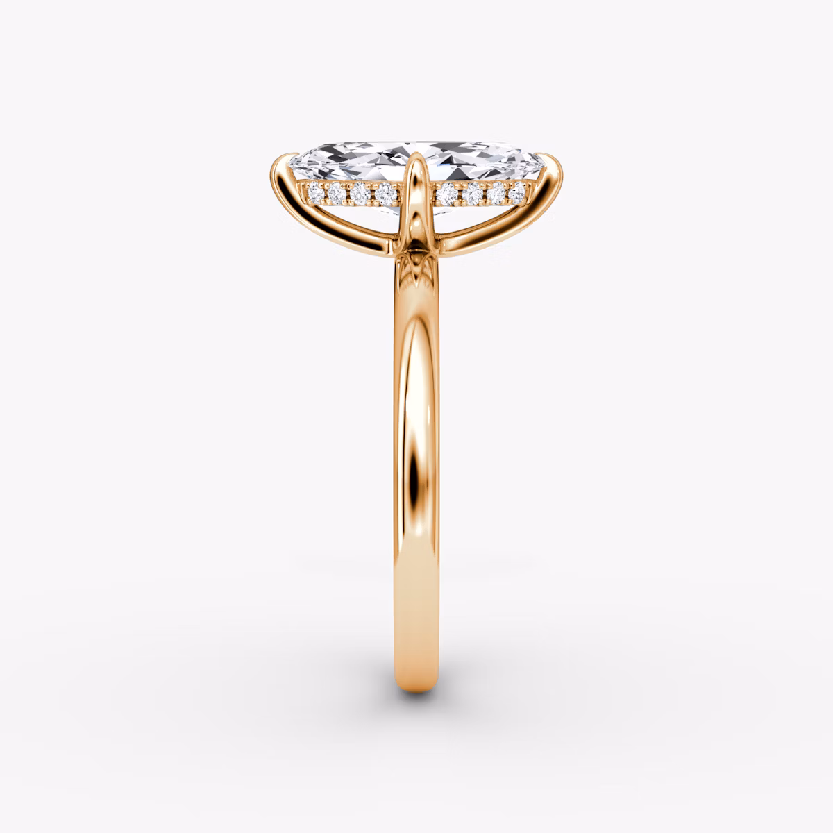 The Classic Hidden Halo | Marquise | 14k | Rose Gold | bandAccent: Plain | bandWidth: large | prongStyle: Plain | diamondOrientation: vertical | caratWeight: other