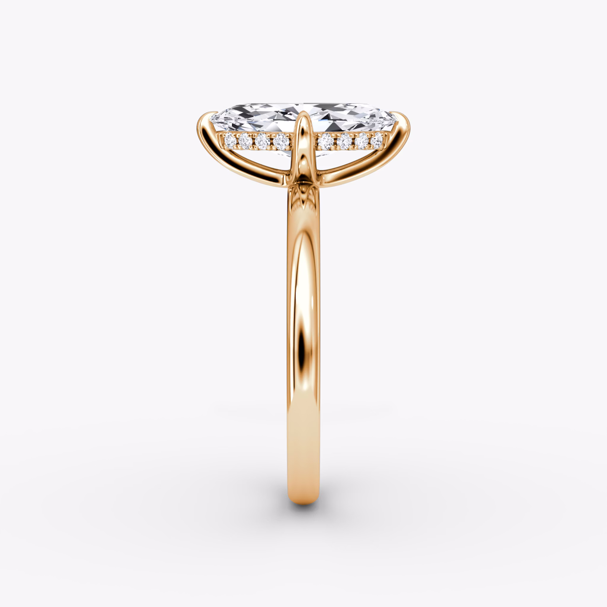 The Classic Hidden Halo | Marquise | 14k | Rose Gold | bandAccent: Plain | bandWidth: large | prongStyle: Plain | diamondOrientation: vertical | caratWeight: other