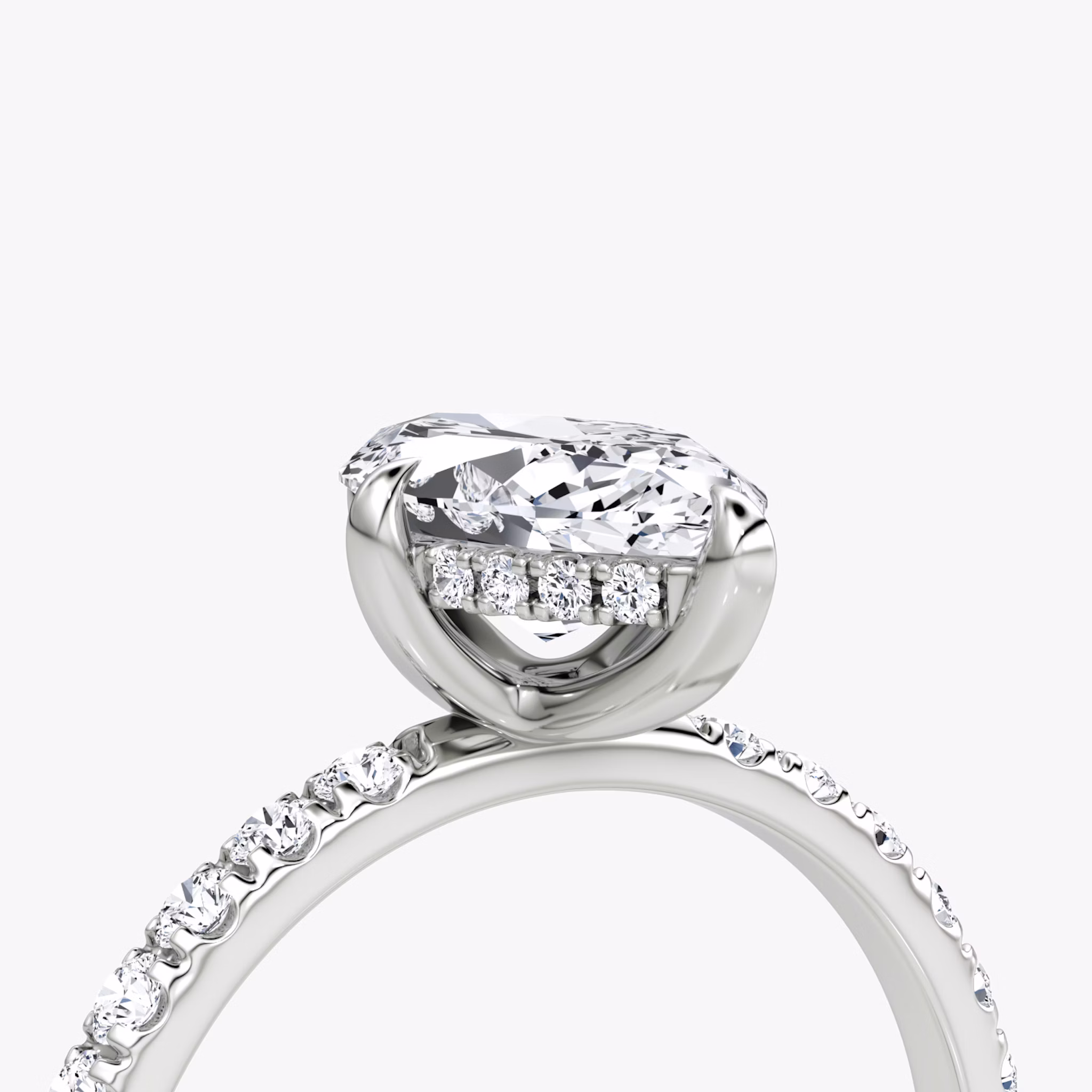 The Classic Hidden Halo | Marquise | 18k | White Gold | bandAccent: Pavé | bandWidth: large | prongStyle: Plain | diamondOrientation: vertical | caratWeight: other