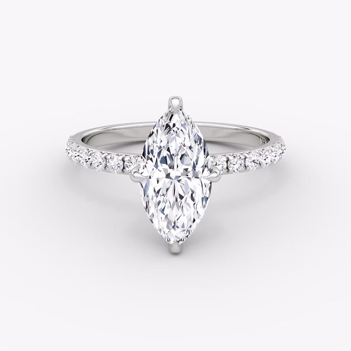 Classic Hidden Halo | Marquise | 18k | Weißgold | bandAccent: Mit Pavé-Besatz | bandWidth: large | prongStyle: Ohne Pavé-Besatz | diamondOrientation: vertical | caratWeight: other