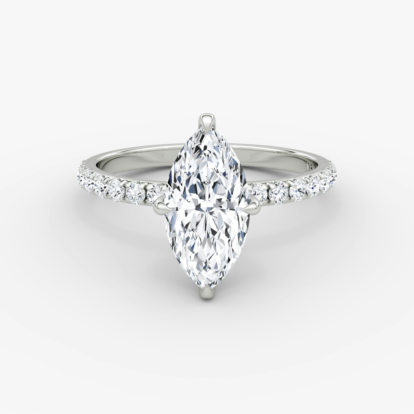 The Classic Hidden Halo | Marquise | Platinum | bandAccent: Pavé | bandWidth: large | prongStyle: Plain | diamondOrientation: vertical | caratWeight: other
