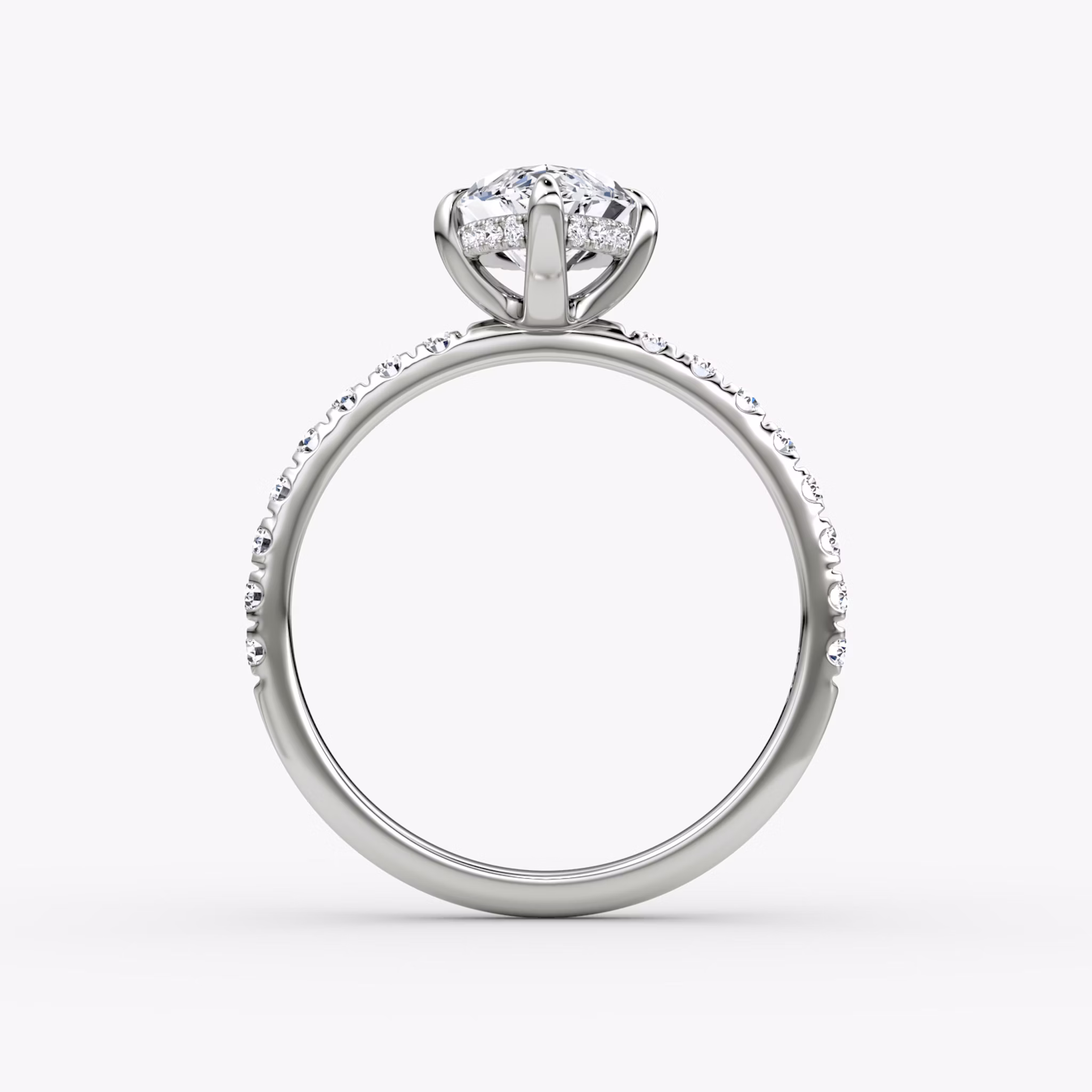The Classic Hidden Halo | Marquise | 18k | White Gold | bandAccent: Pavé | bandWidth: large | prongStyle: Plain | diamondOrientation: vertical | caratWeight: other
